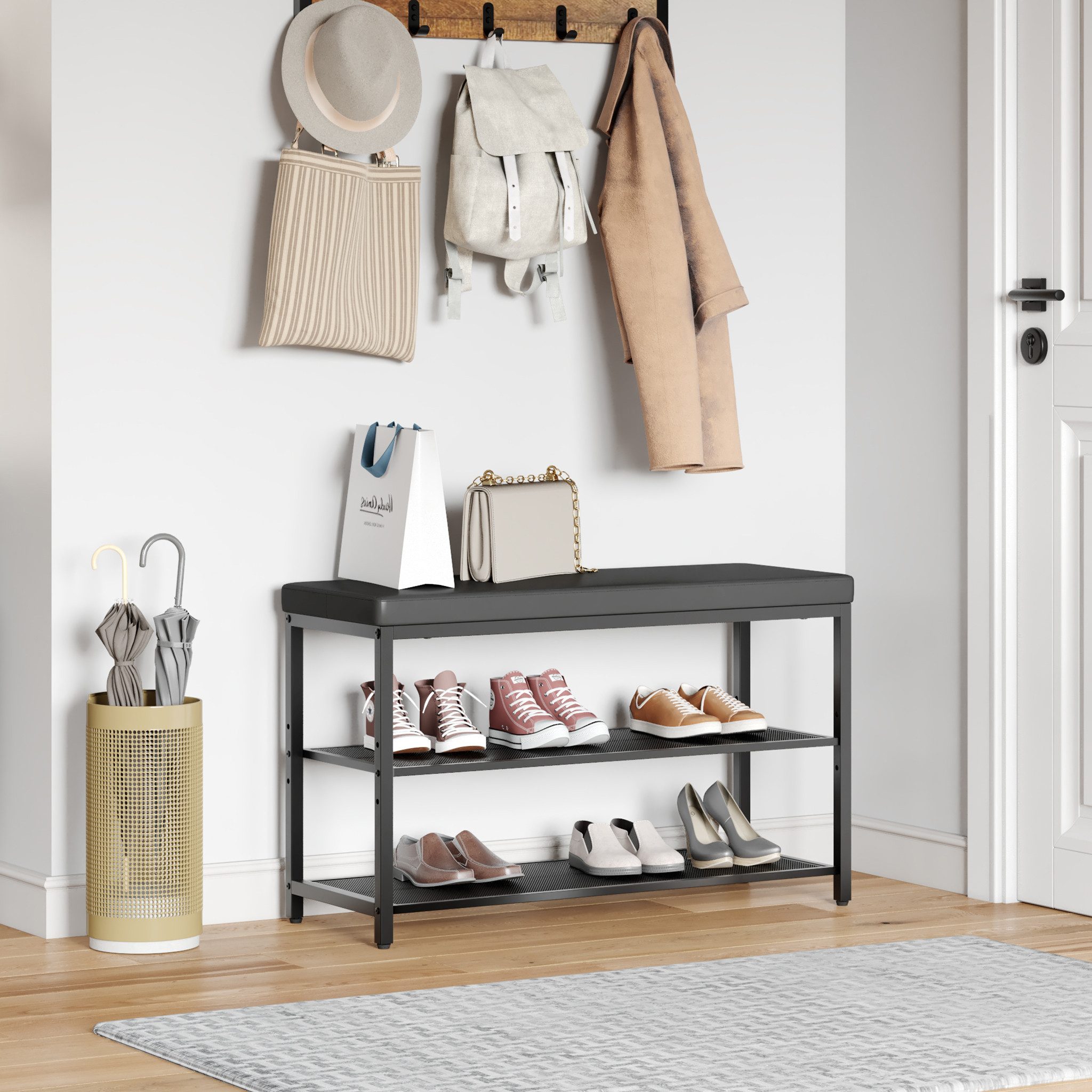 Mondeer Schuhbank Schuhregal (3-stufiges), Gepolsterte Bank günstig online kaufen