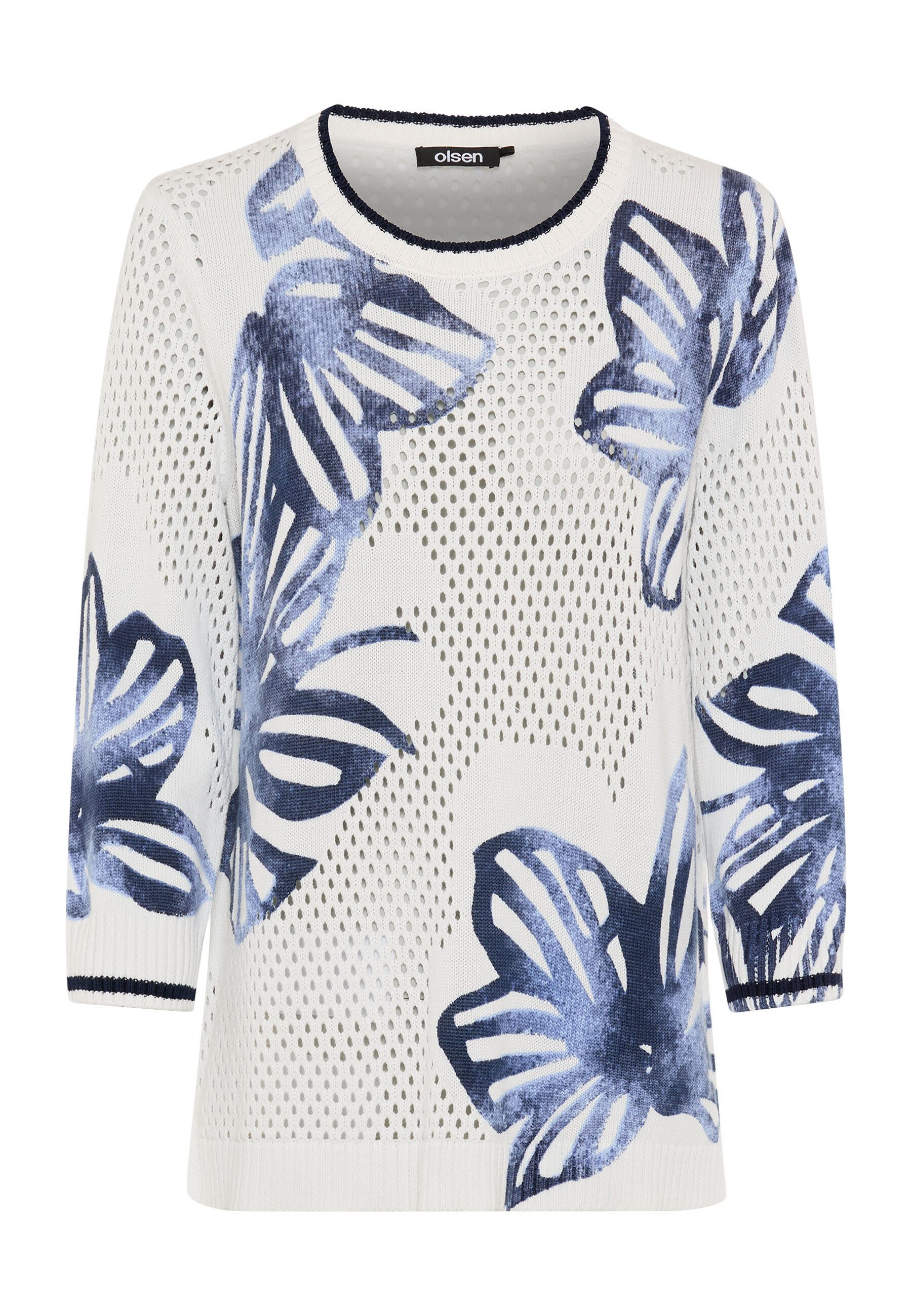 Olsen Strickpullover Pullover mit modernem Panneaux-Print