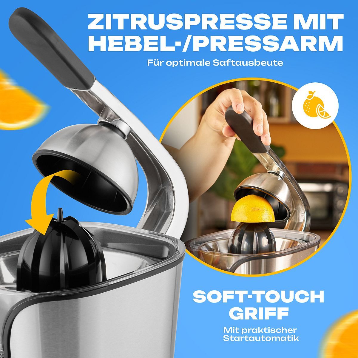 ProfiCook Zitruspresse PC-ZP 1154, mit Hebel-/Pressarm für optimale Saftausbeute