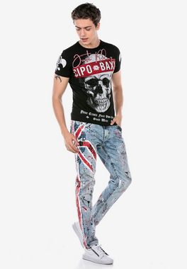 Cipo & Baxx Bequeme Jeans mit handbemaltem Design