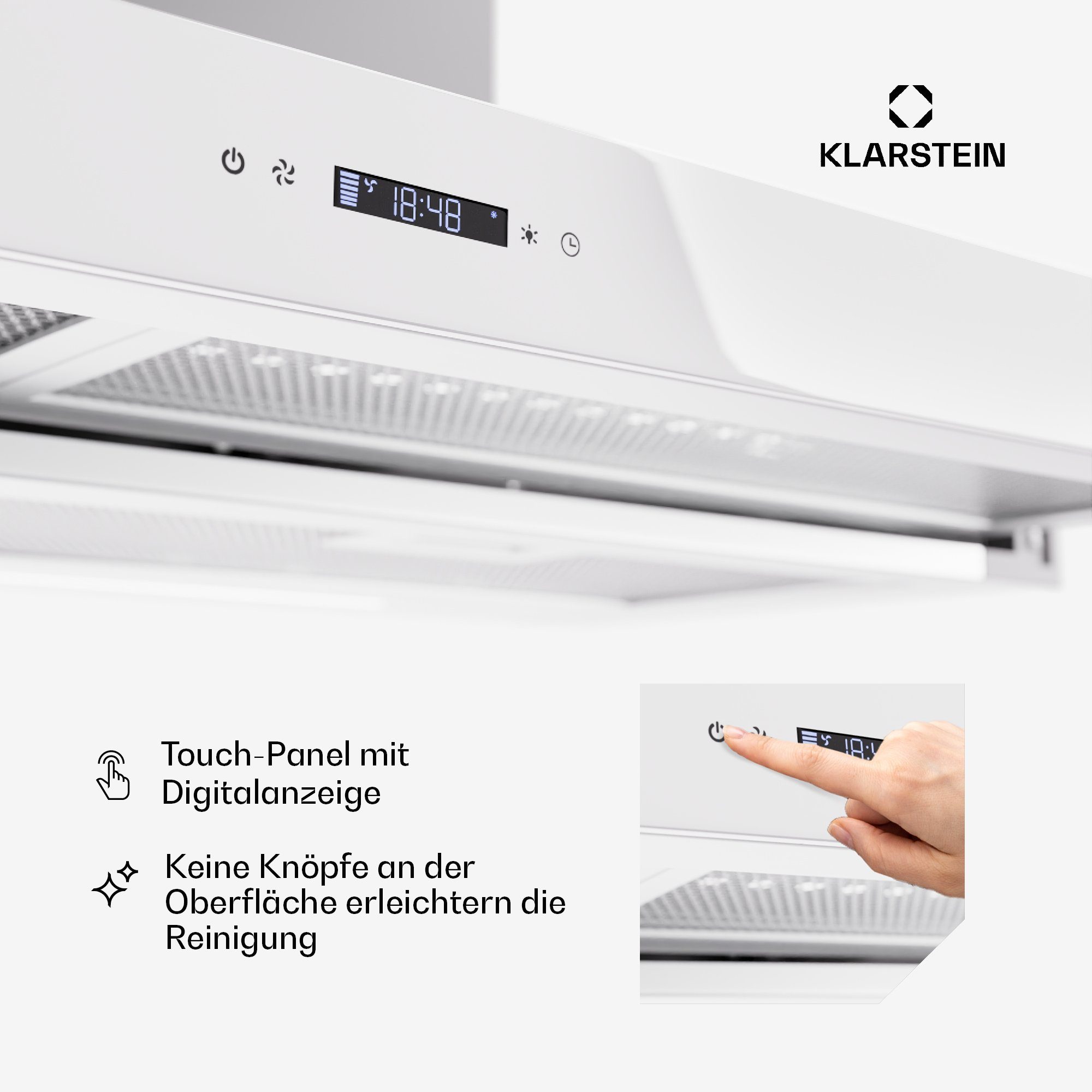 Klarstein Deckenhaube Mariana Neo 90 Dunstabzugshaube Abluft Umluft LCD Touch – Bild 5 von 5