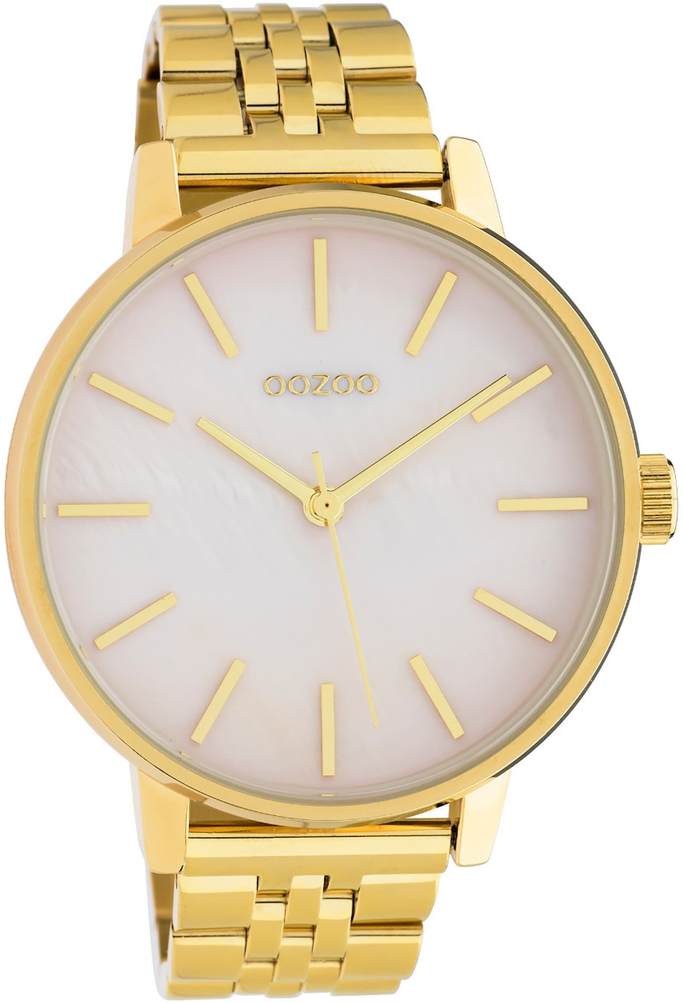 Damen (ca. Damenuhr Fashion-Style Armbanduhr rund, OOZOO Oozoo gold groß Edelstahlarmband, C10622, 40mm) Analog Quarzuhr