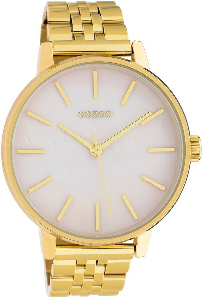 OOZOO Quarzuhr Oozoo Damen Armbanduhr gold Analog C10622, Damenuhr rund,  groß (ca. 40mm) Edelstahlarmband, Fashion-Style
