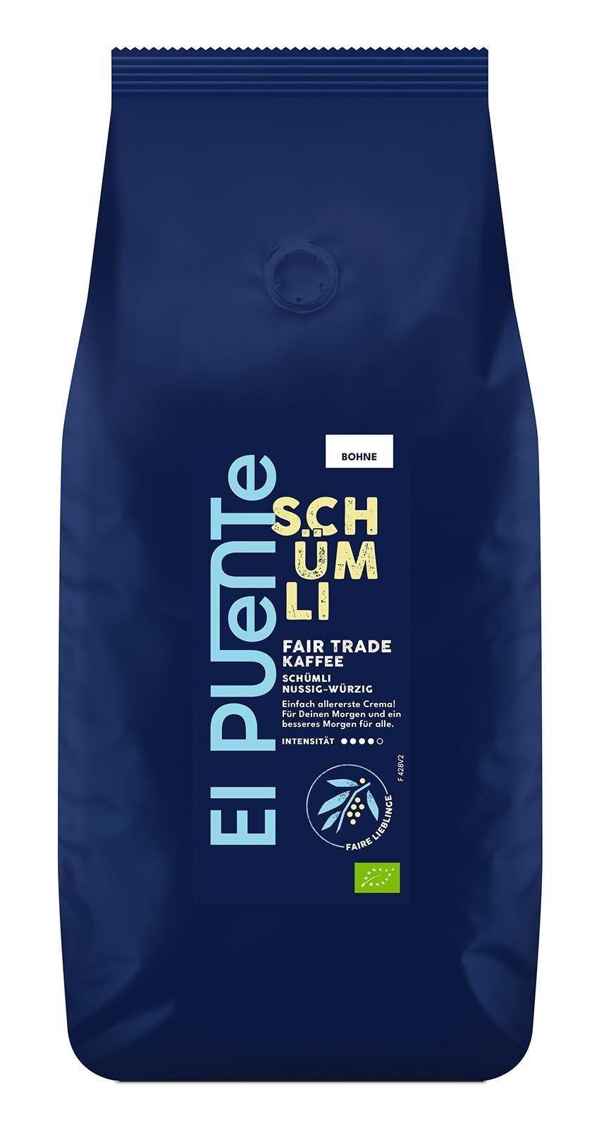 El Puente Kaffee Schümli - Bio-Kaffeebohnen 1 kg, Fair Trade, Vegan, Bio, Handmade