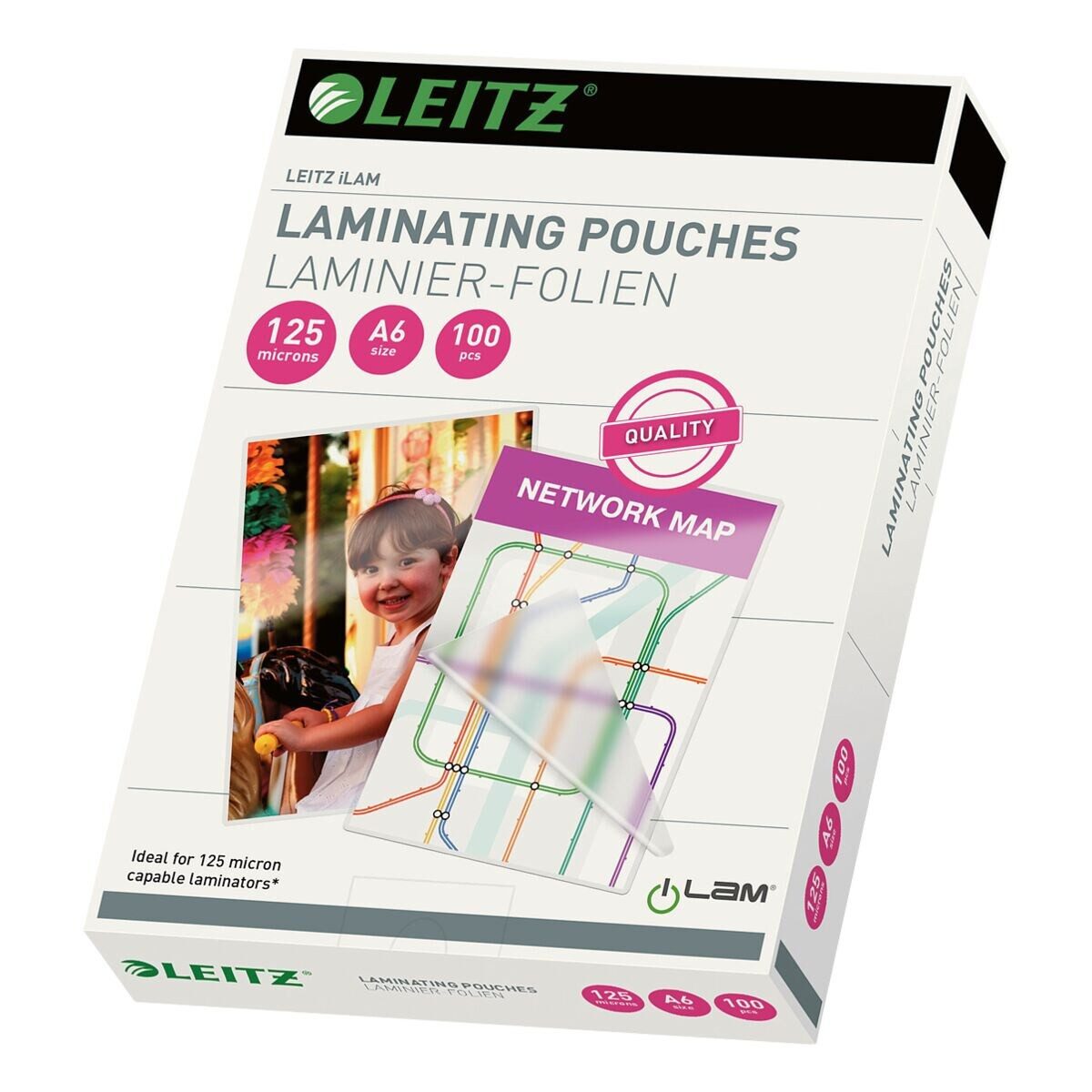 LEITZ Laminierfolie iLAM, A6, 125 µm, 100 St., A6, 125 mic, glänzend