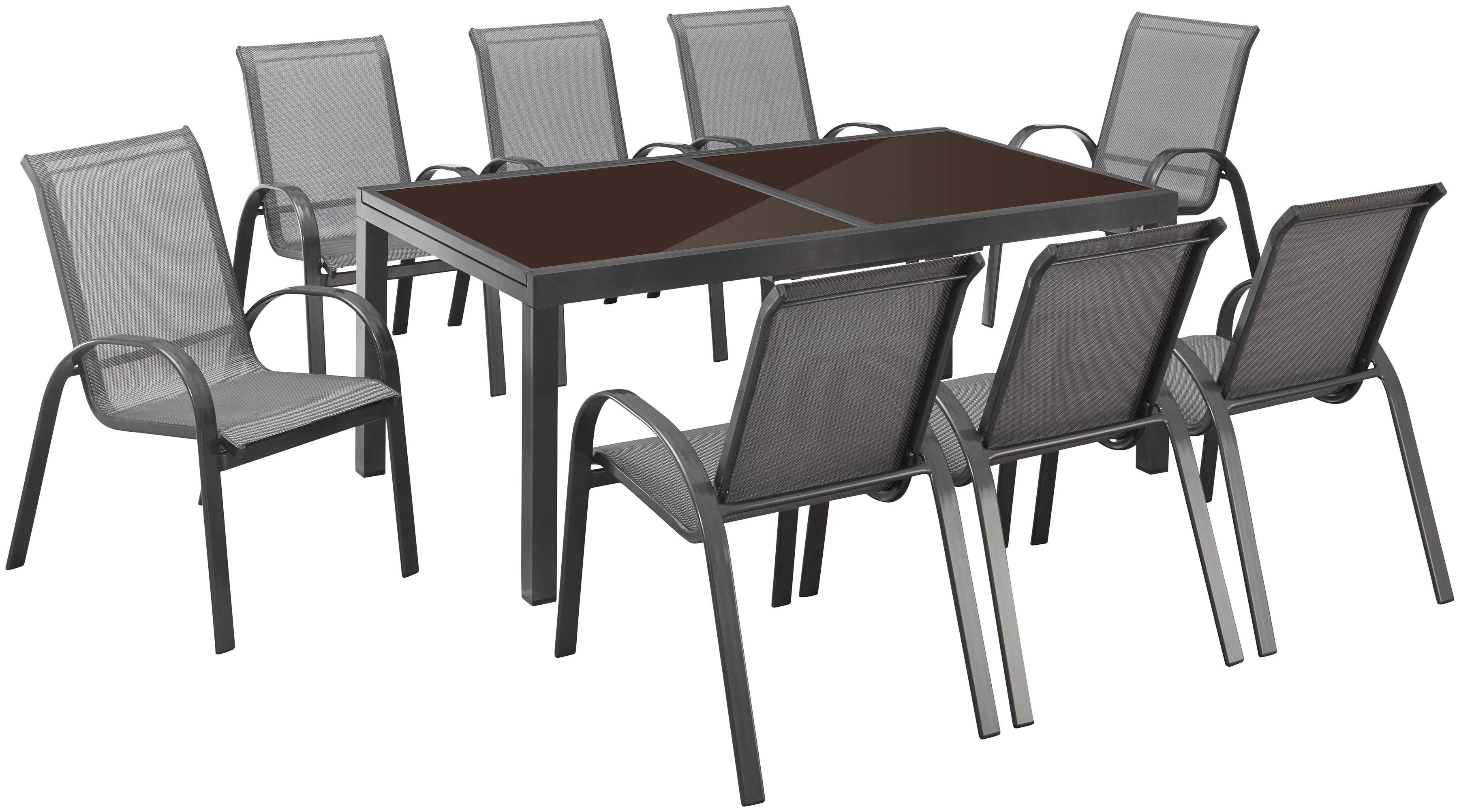 MERXX Garten-Essgruppe Amalfi, TOPSELLER!, (9-tlg., 8 Stapelsessel, 1 Auszi günstig online kaufen