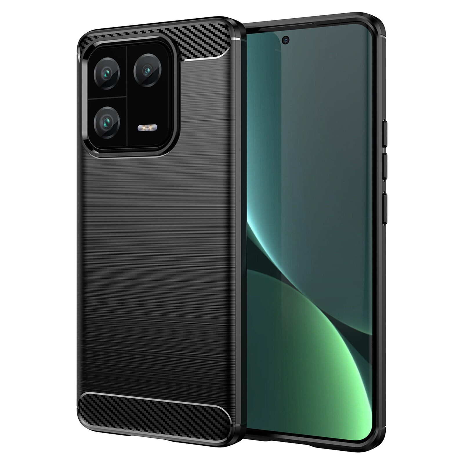 betterfon Handyhülle Carbon Hülle für Xiaomi 13 Pro Backcover TPU Silikon Bumper Schwarz, Carbon-Look – stoßfestes Case mit Air-Cushion & Metall-Optik