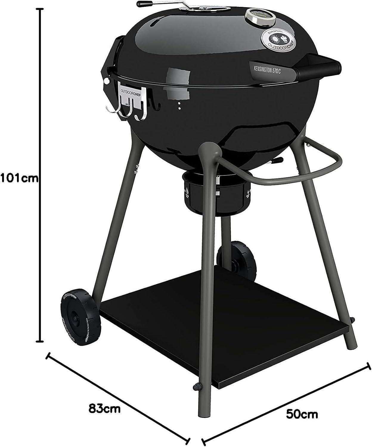 OUTDOORCHEF Holzkohlegrill 6 Personen Grill Holzkohle, fahrbarer Kugelgrill mit Deckel, echtes Grillerlebnis, Räucherchips