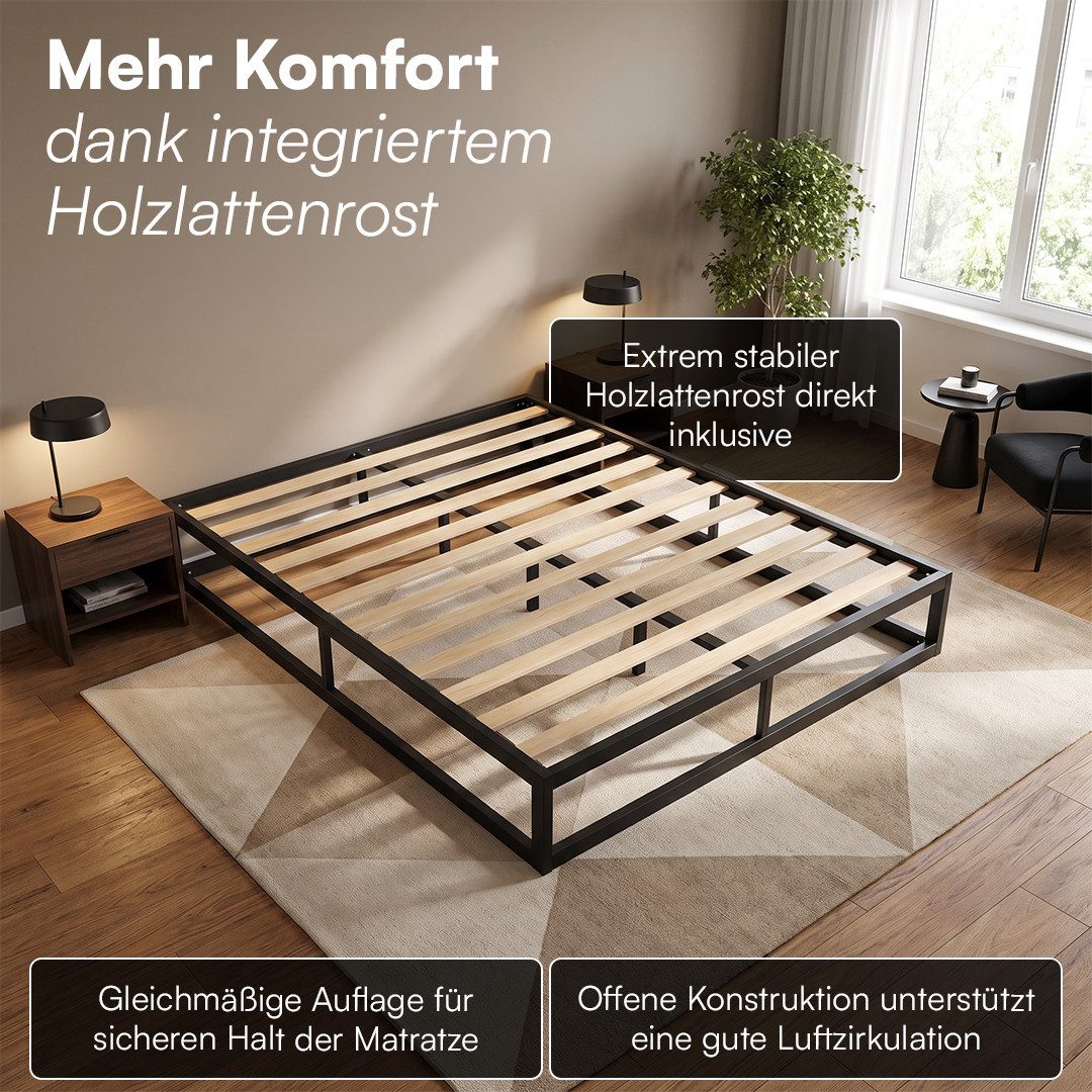 skølm Bettgestell Bragi inkl. Lattenrost (25 cm hoch), Metallbett 140x200 cm, auch verfügbar in 120/160/180x200 – Bild 5 von 5