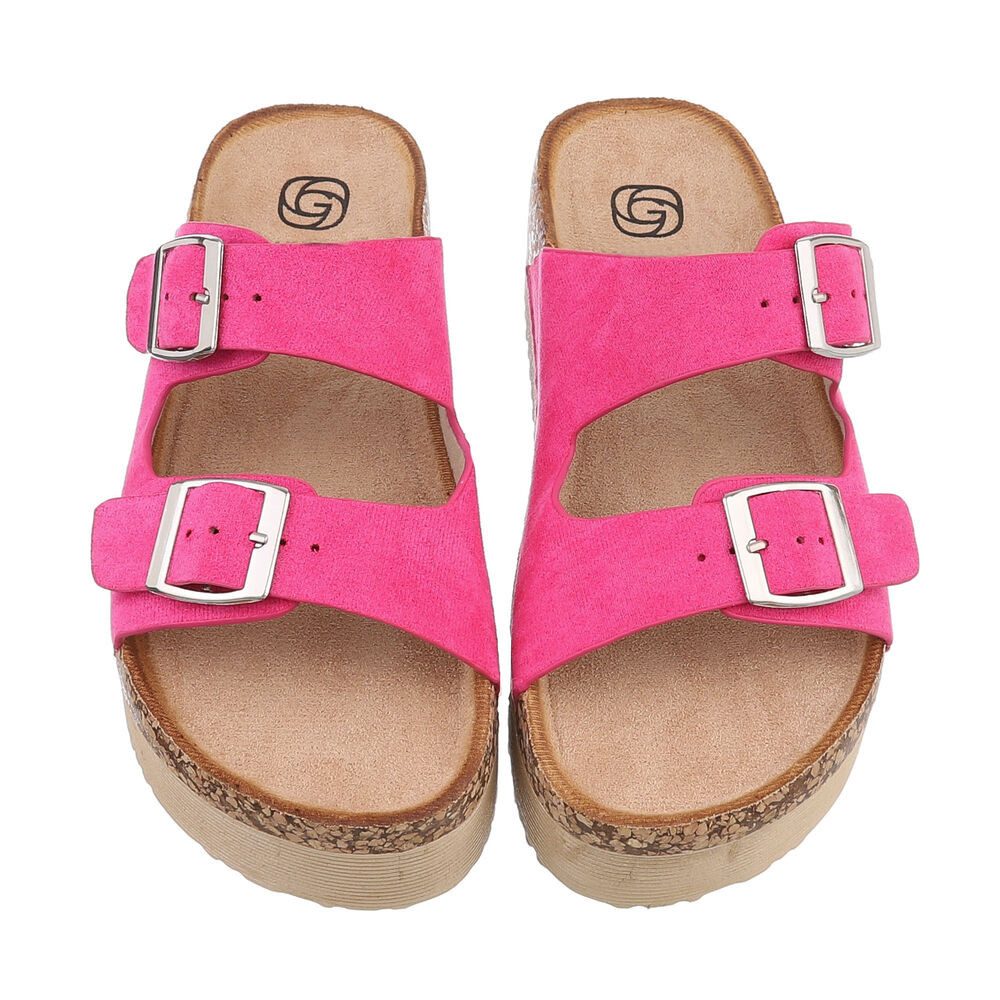 Ital-Design Damen Mules Freizeit Plateausandaletten (86706595) Flach Pantoletten in Pink