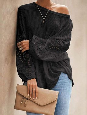 ZWY 2-in-1-Langarmshirt Frau Sweater V-Ausschnitt Strick Pullover Long Shoulders Shirt Long