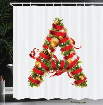 Abakuhaus Duschvorhang Moderner Digitaldruck mit 12 Haken auf Stoff Wasser Resistent Breite 175 cm, Höhe 180 cm, Weihnachtsalphabet Ein Brief Art