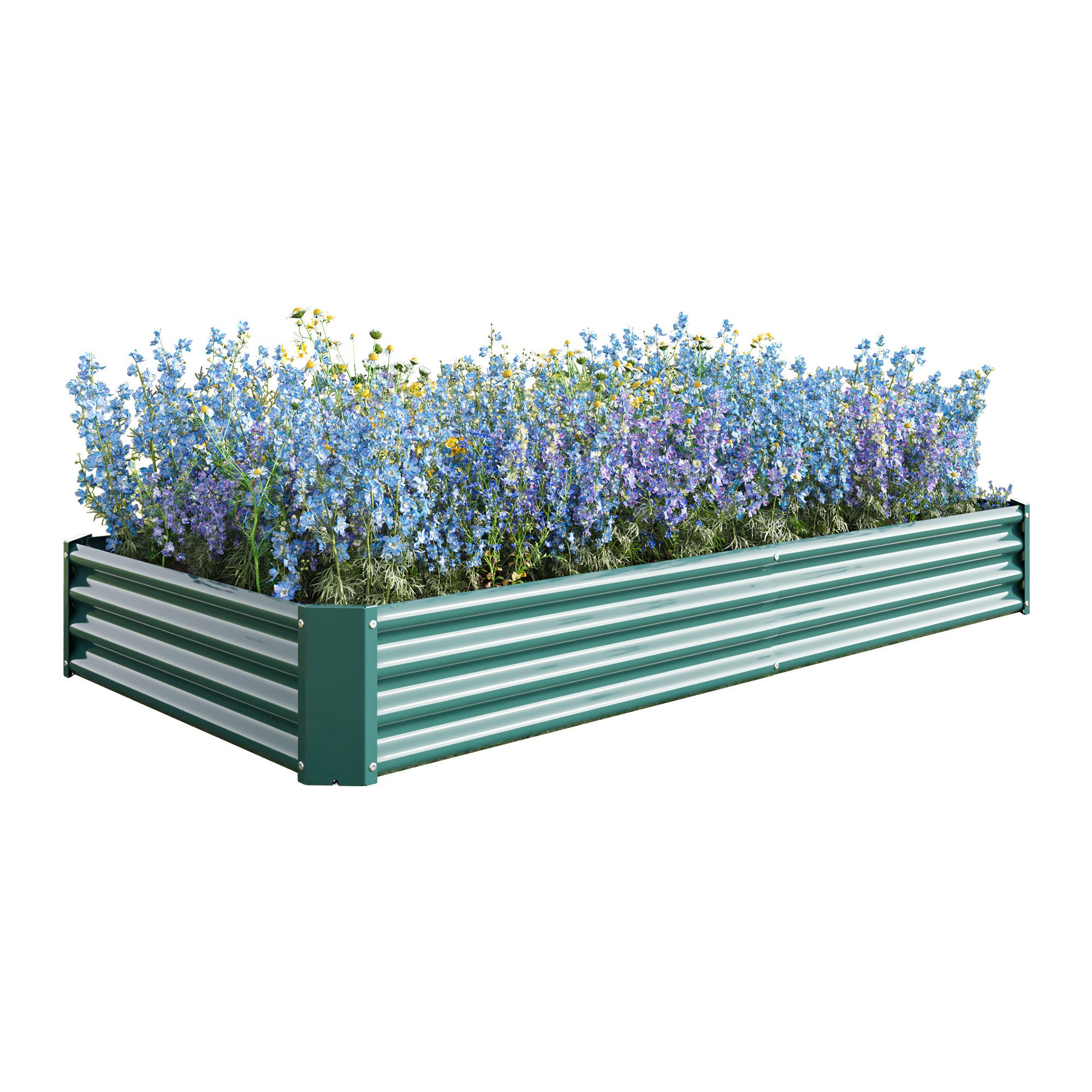 CHICFURN Hochbeet Verzinkter Metall-Pflanzkasten aus Stahlblech (Packung, 1 St., Maße 232 x 113,5 x 30 cm, offene Bodenkonstruktion), Grün, geeignet für Gemüse, Kräuter und Blumen im Garten