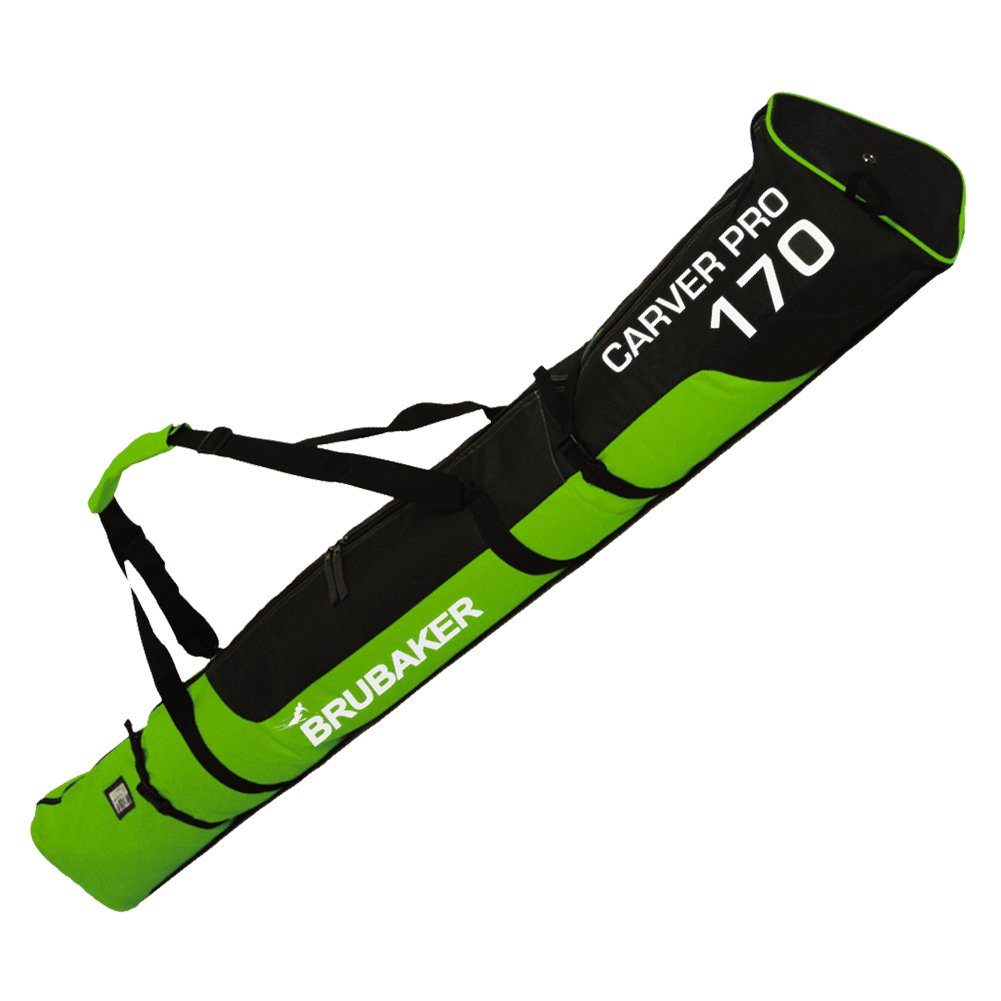 BRUBAKER Sporttasche Carver Pro 2.0 Skitasche (1-tlg., reißfest und schnittfest), gepolsterter Skisack mit Zipperverschluss Hellgrün und Schwarz