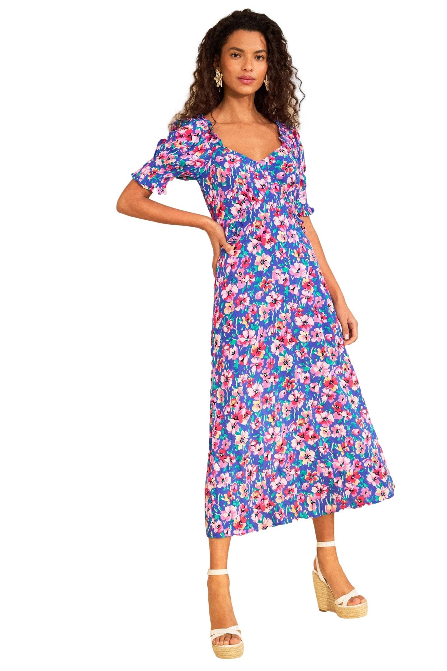 Love & Roses Midikleid Love & Roses Midikleid + geraffte Ärmel, Regular (1-tlg)
