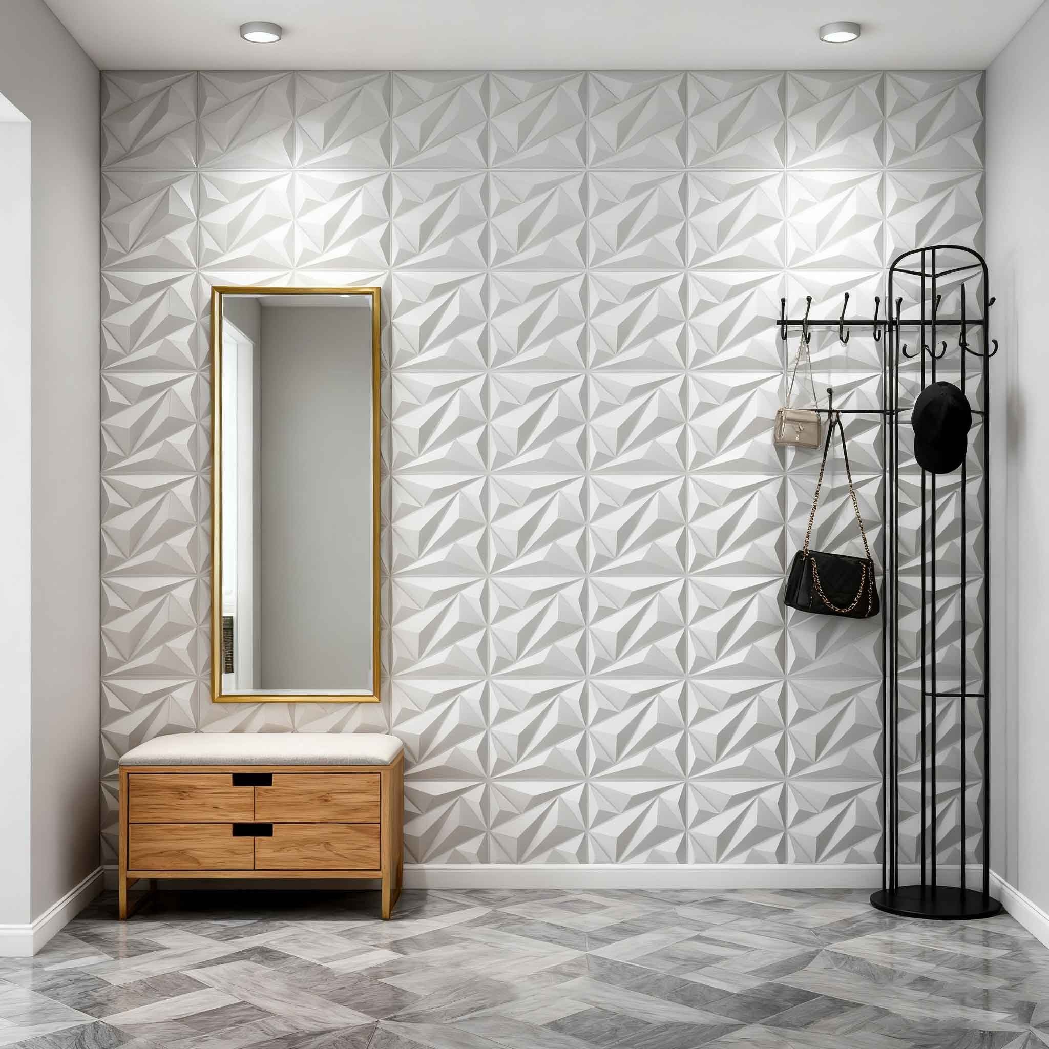 PFCTART 3D Wandpaneel 20 Stück 3D Wandpaneele Diamant Design – Hochsteifes PVC, 30×30 cm, 0,09 qm, (20-tlg., Nicht verformbar, leicht zu reinigen – für Wohnzimm – Bild 5 von 5