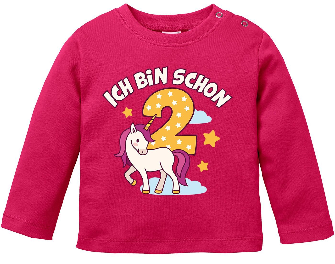 Body Baby Langarm-Shirt Einhorn Alter Zahl Spruch Ich bin schon 1 (2)