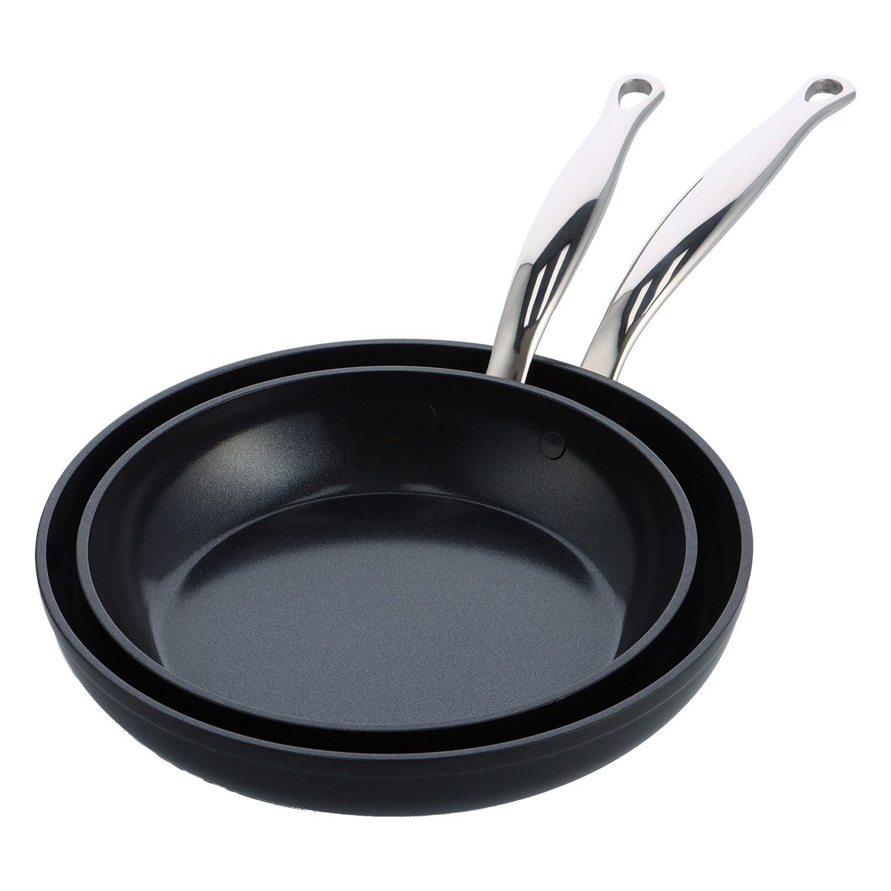 GREENPAN Bratpfanne Barcelona Pro Bratpfannenset 24+28cm schwarz Keramik Antihaft, Aluminium, Kratzfest, Keramik, alle Herdarten, Backofengeeignet, Ø 24 & 28 cm