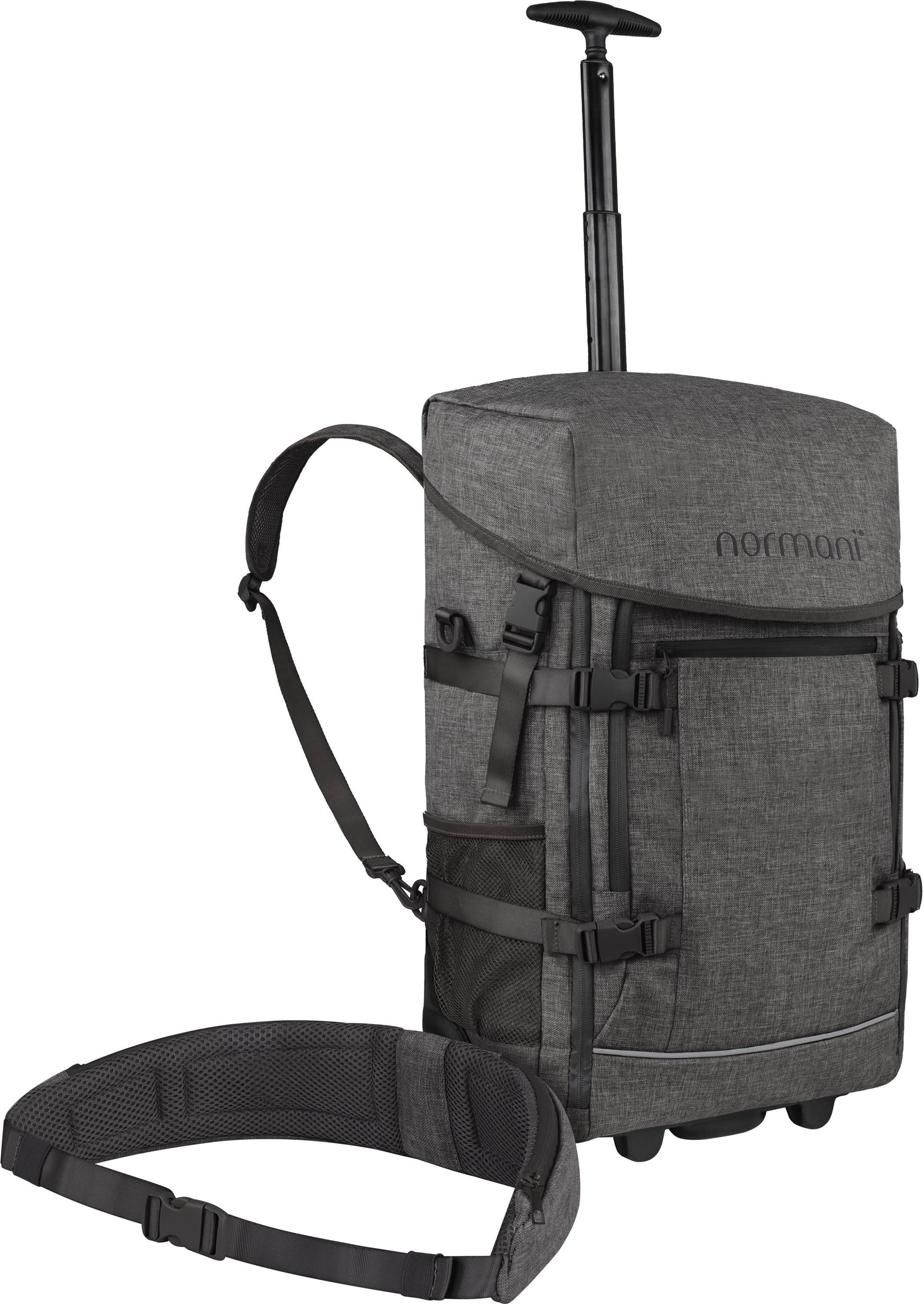 normani Reisetasche Rucksack mit Trolleyfuktion und Hüftgurt, Reiserucksack-Trolley in Handgepäck Maßen mit abnehmbarem Hüftgurt