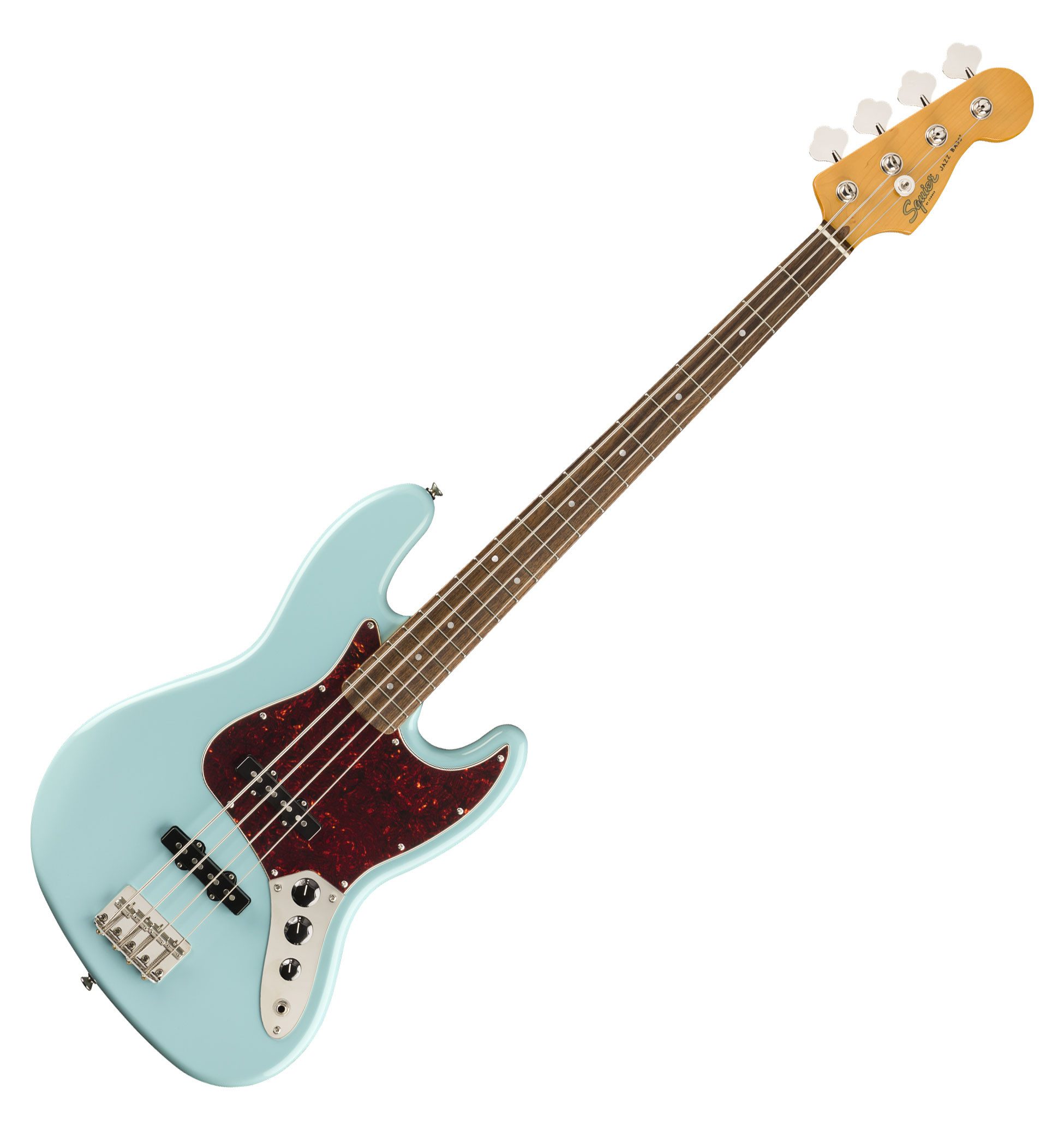 Squier E-Bass Classic Vibe '60s Jazz Bass Daphne Blue, Jazz Bass, Passiver Longscale 4-Saiter Bass mit Lorbeer-Griffbrett