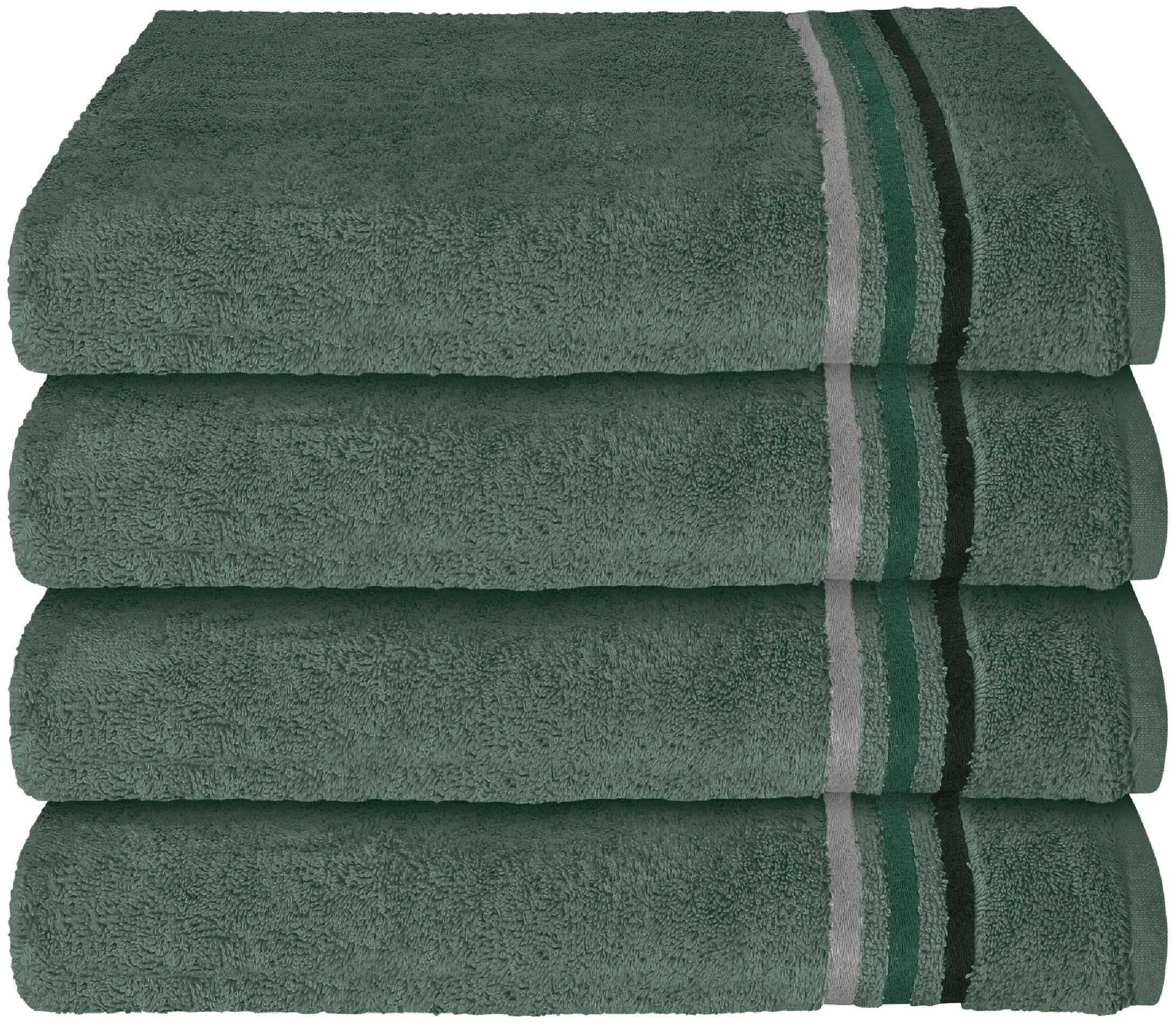 Schiesser Handtücher Skyline Color aus 100 % Baumwolle mit eleganter Streifenbordüre, Frottier (Set, 4-St), MADE IN GREEN by OEKO-TEX®