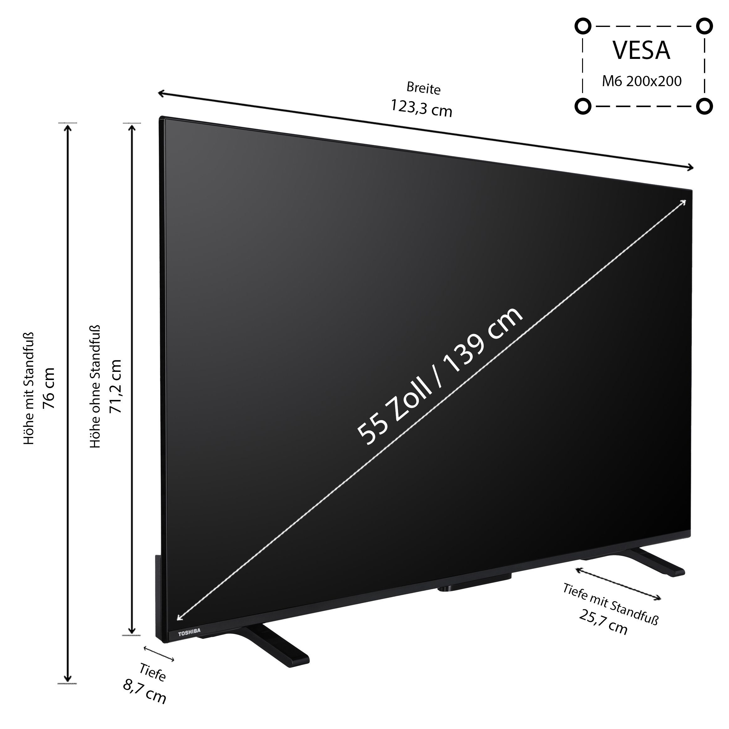 Toshiba 55QV2363DAW QLED-Fernseher (139 cm/55 Zoll, schwarz ! RABATT: 51.19%