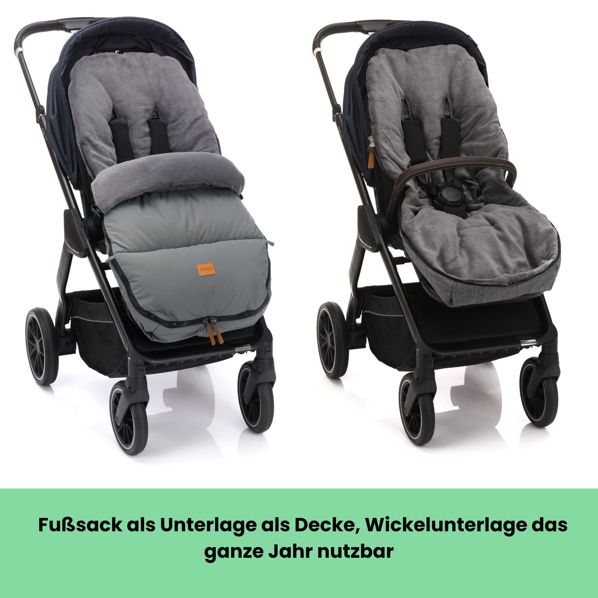 Fillikid Fußsack Winterfußsack Kinley Exklusiv, warmer Winterfußsack waschbar mit Rundum Reißverschluss und – Bild 4 von 5