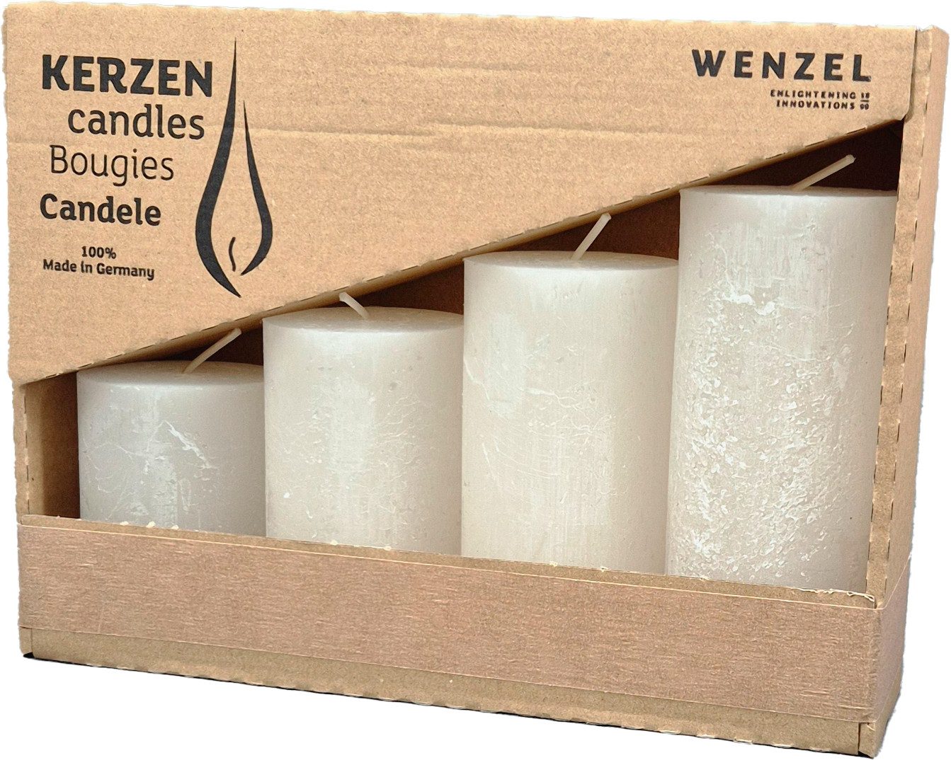 Wenzel Stumpenkerze Rustic (4-tlg), 4er-Set