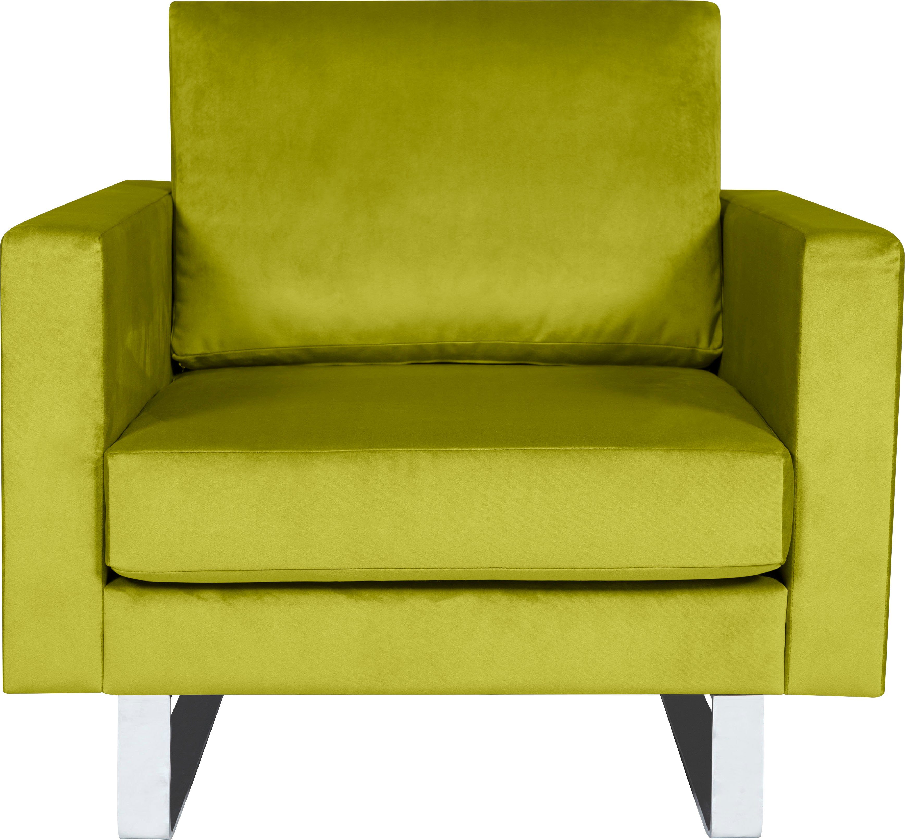 Top-Qualität Alte Gerberei green mit Metallkufen Sessel Velina