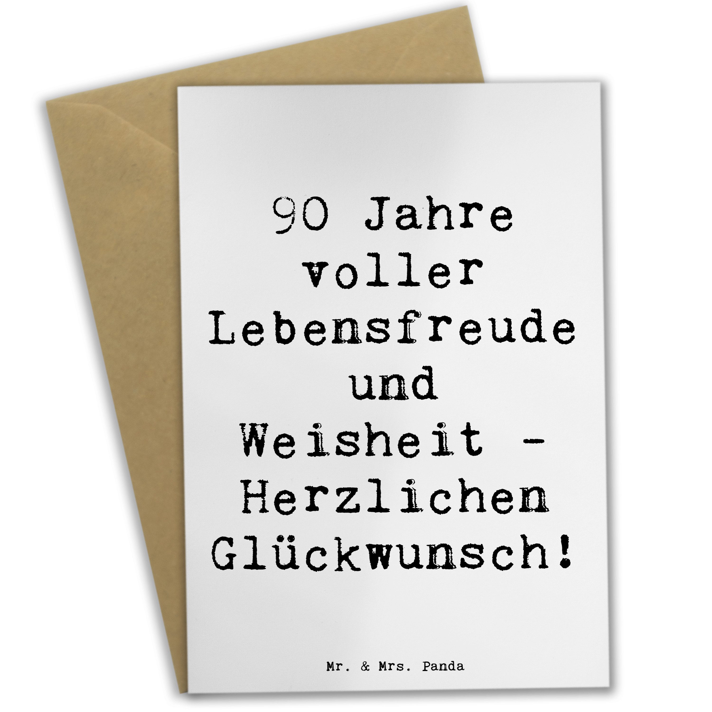 Mr. & Mrs. Panda Grußkarte Spruch 90. Geburtstag Lebensfreude Weiß