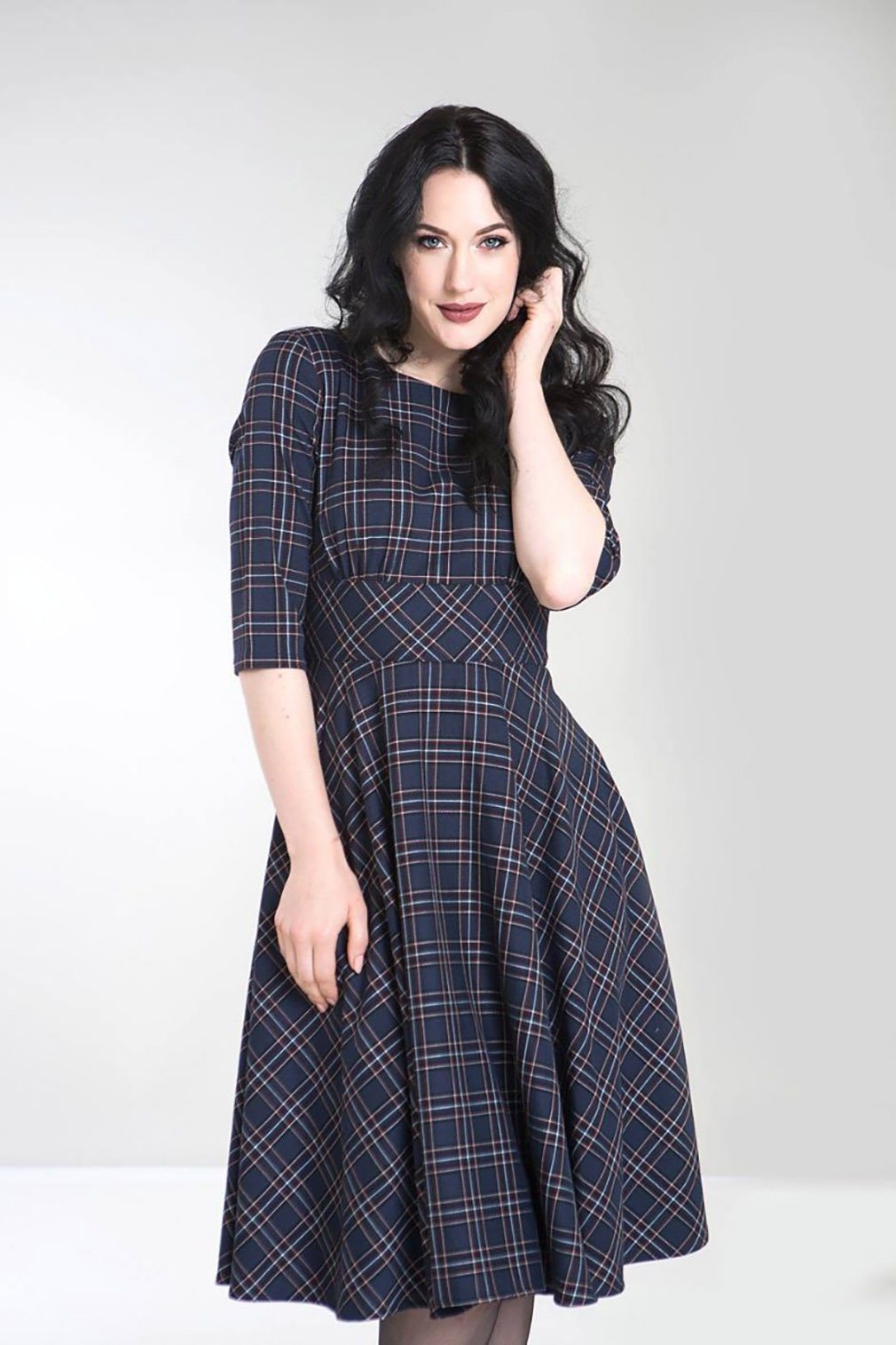 Hell Bunny A-Linien-Kleid Peebles 50s Dress Vintage Retro Tartan Muster Kar günstig online kaufen