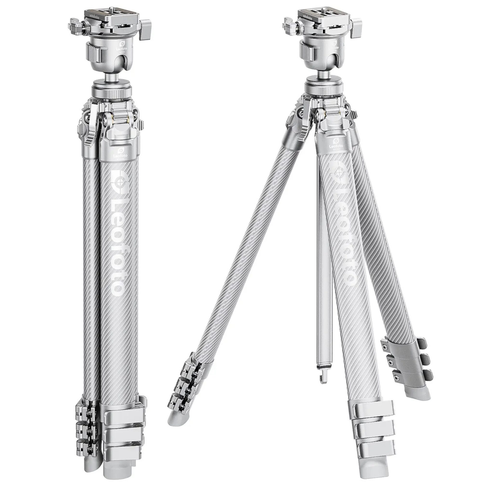 Leofoto Leofoto Carbon-Dreibeinstativ AZ-204C+MBH-30 Azure Full Silver Kamerastativ