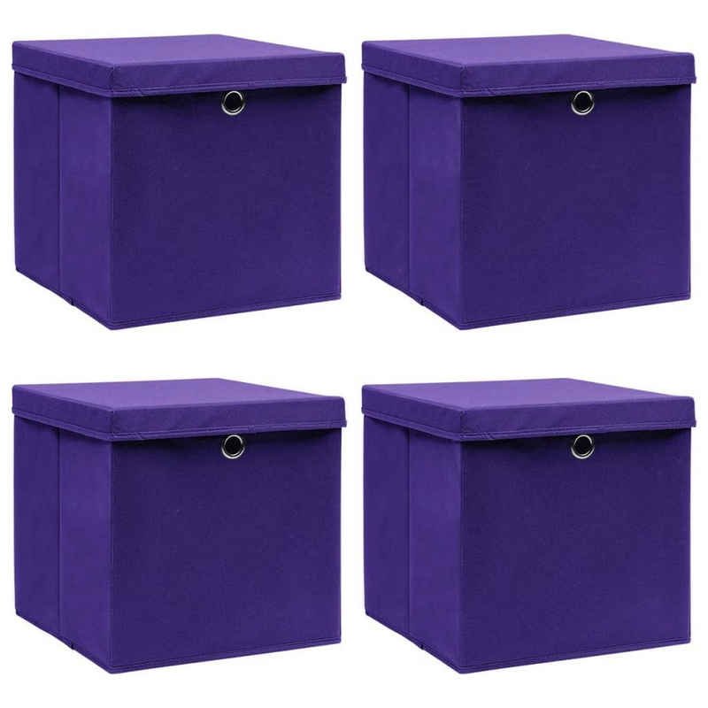 vidaXL Aufbewahrungsbox Aufbewahrungsboxen mit Deckeln 4 Stk. 28x28x28 cm Lila (4 St)