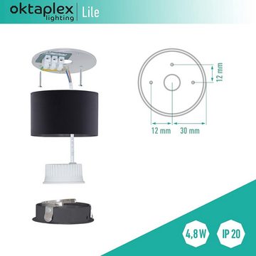Oktaplex lighting LED Deckenstrahler 3 Stück Set Aufbauspots inkl. LED Module 4,8W 380 Lumen, schwenkbar, Leuchtmittel wechselbar, warmweiß, 3000 Kelvin 230V Höhe 50mm schwarz