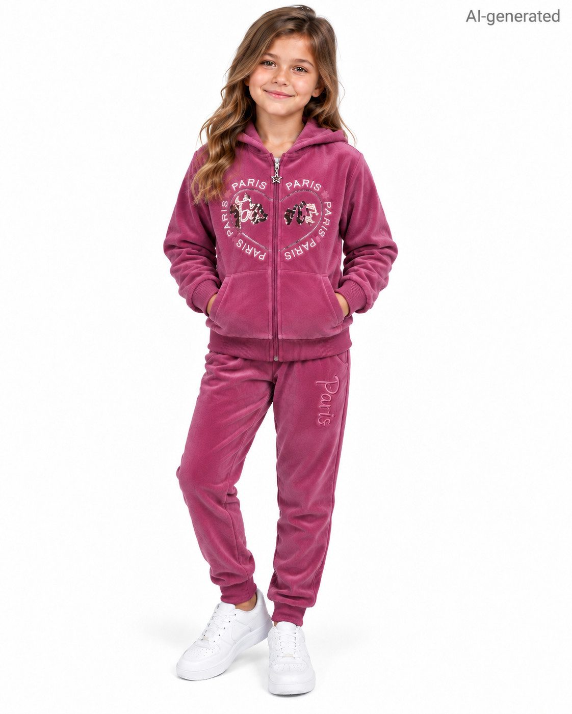 Girls Fashion Sweatanzug Nicki Sweatanzug, Freizeitset, Kapuzen Jacke + Jogginghose, MF505 (Set, Kapuzenjacke und passender Jogginghose)