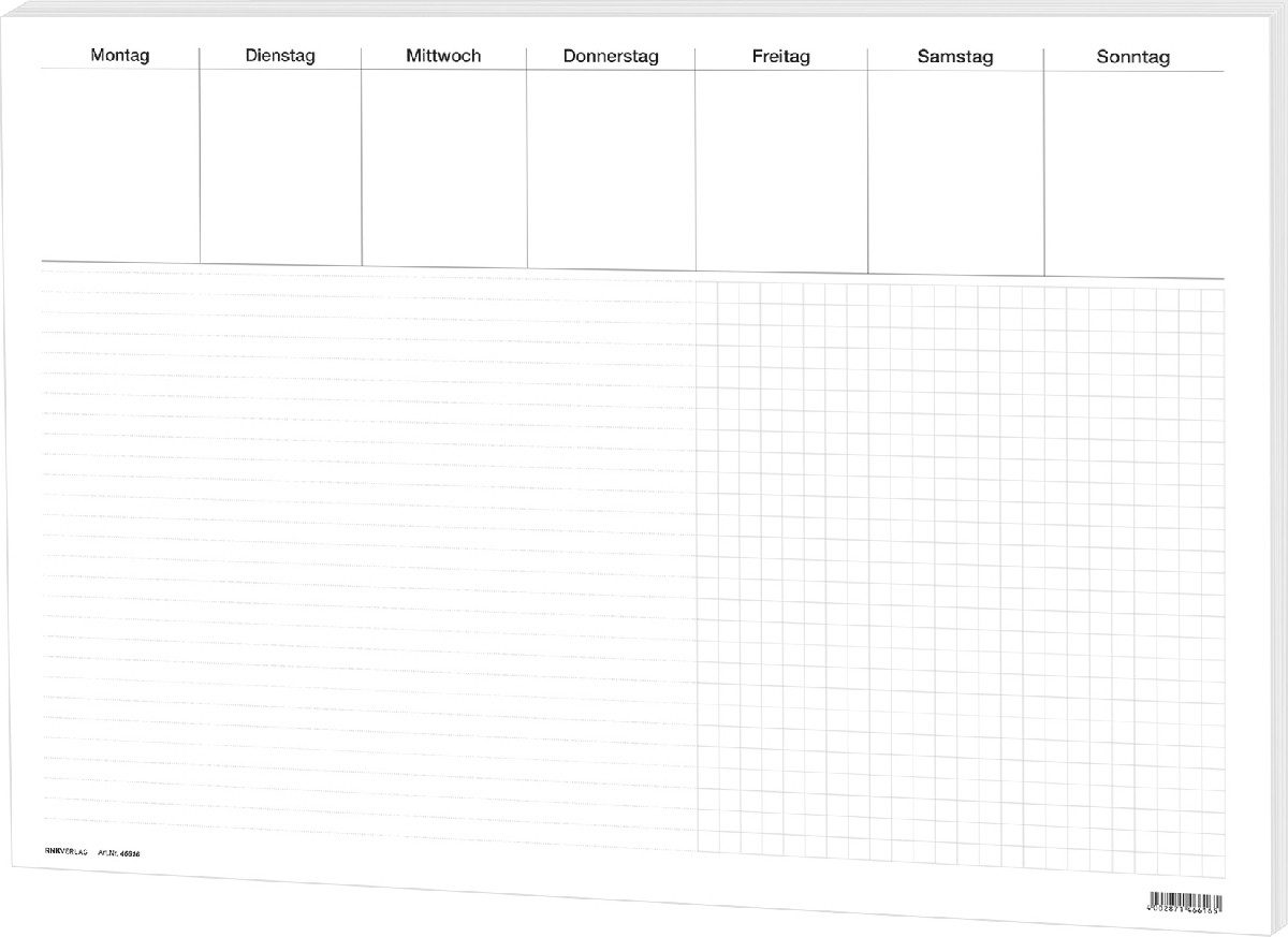 RNK Verlag Schreibtischunterlage Schreibunterlage Office Liniert & Kariert 600x420mm 30 Blatt