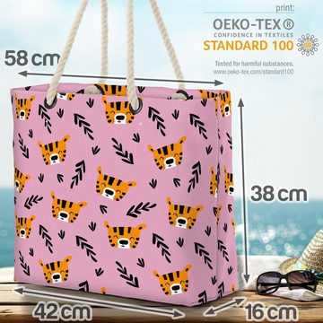 VOID Strandtasche (1-tlg), Kleiner Tiger rosa Beach Bag Dschungel Kinder Katze Afrika Urwald Zoo Baby