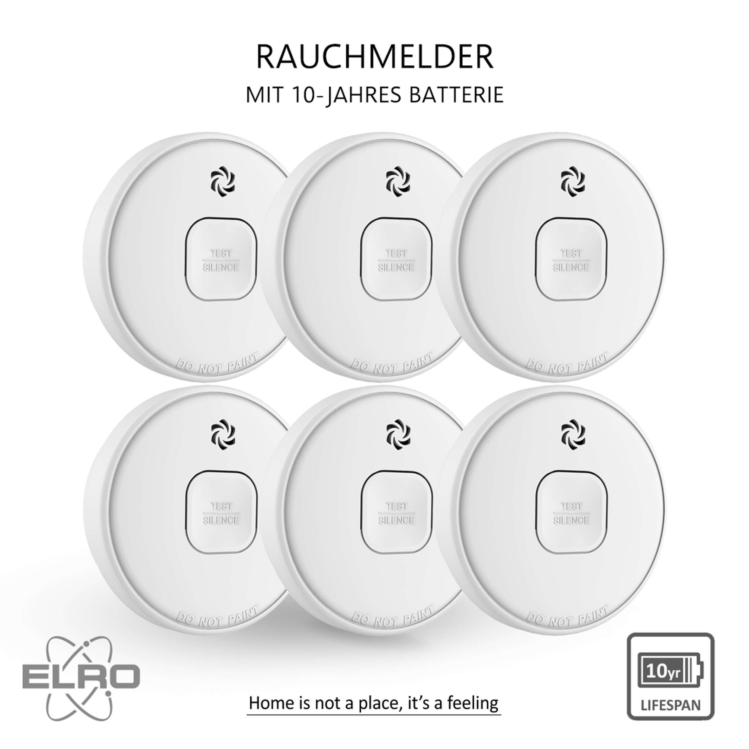 Elro FS201061 Rauchmelder (6er Set mit 10-Jahres-Batterie)