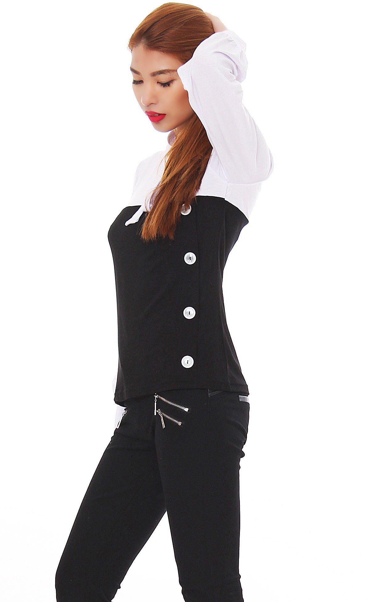 Mississhop Langarmshirt Bluse 2 in 1 günstig online kaufen