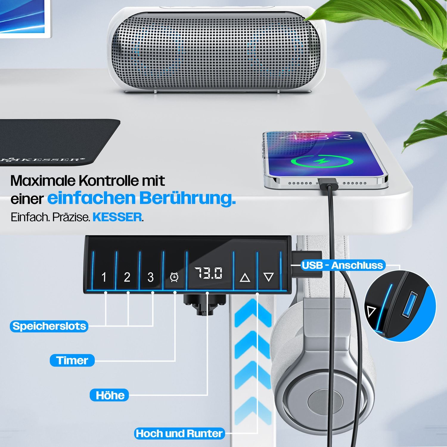 KESSER Schreibtisch, elektrischer & Höhenverstellbarer Computertisch für Ho günstig online kaufen