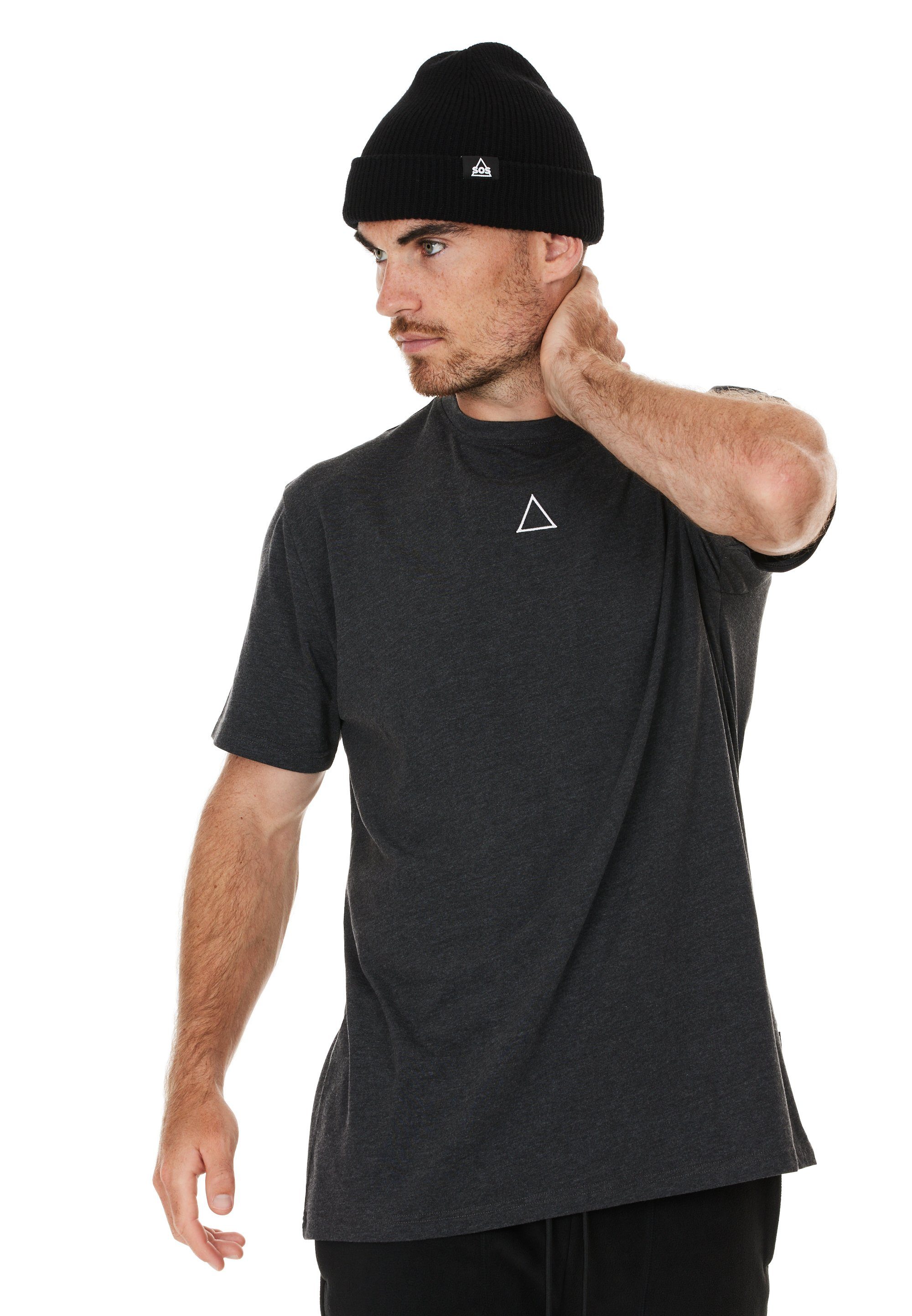SOS T-Shirt Kobla (1-tlg) mit aufgesticktem Markenlogo auf der Front dunkelgrau