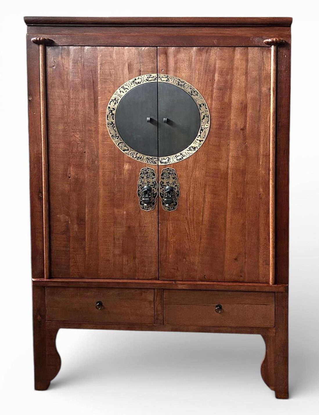 OPIUM OUTLET Kleiderschrank Chinesischer Hochzeitsschrank im Vintage-Stil (Breite x Tiefe x Höhe 105 x 55 x 175 cm, orientalischer Schrank Kommode, Asia Möbel komplett montiert Holz Landhaus-Stil shabby-chic) asiatisch