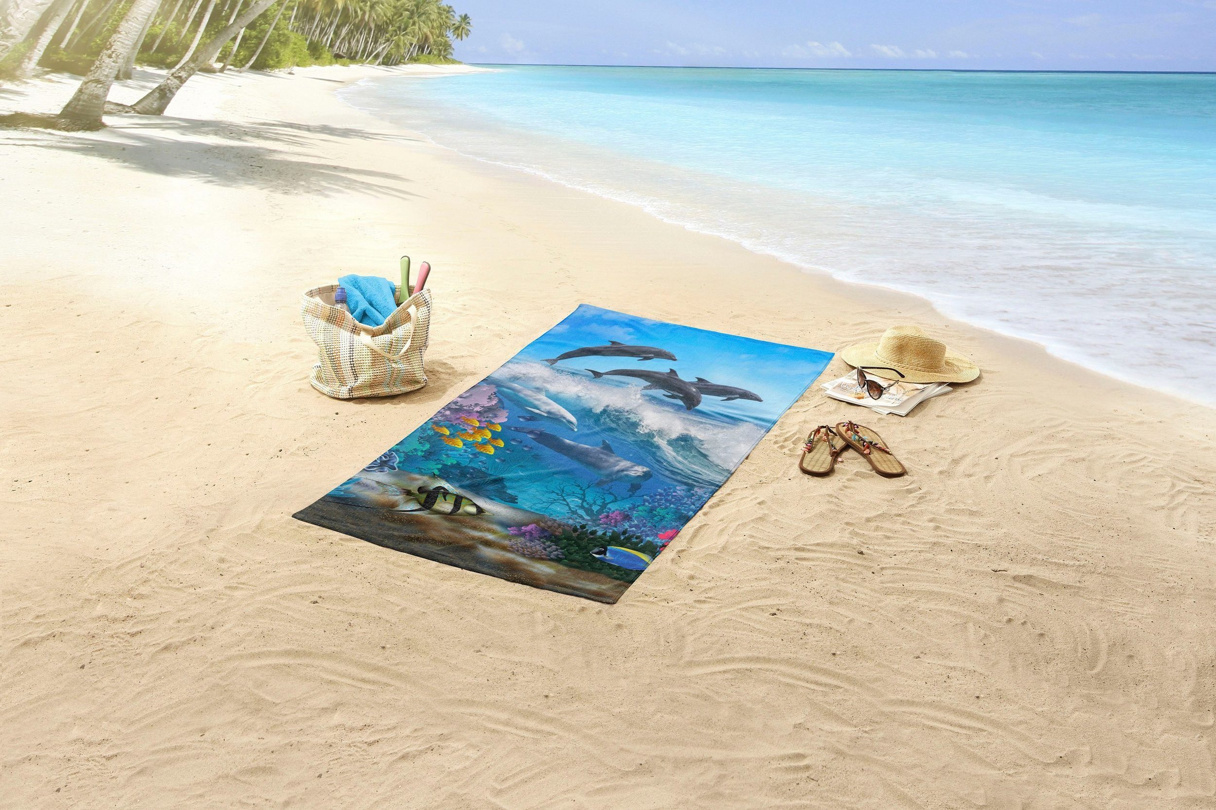 good morning Strandtuch Andre, Microfaser (1-St), mit Delfinen Motiv, trock günstig online kaufen