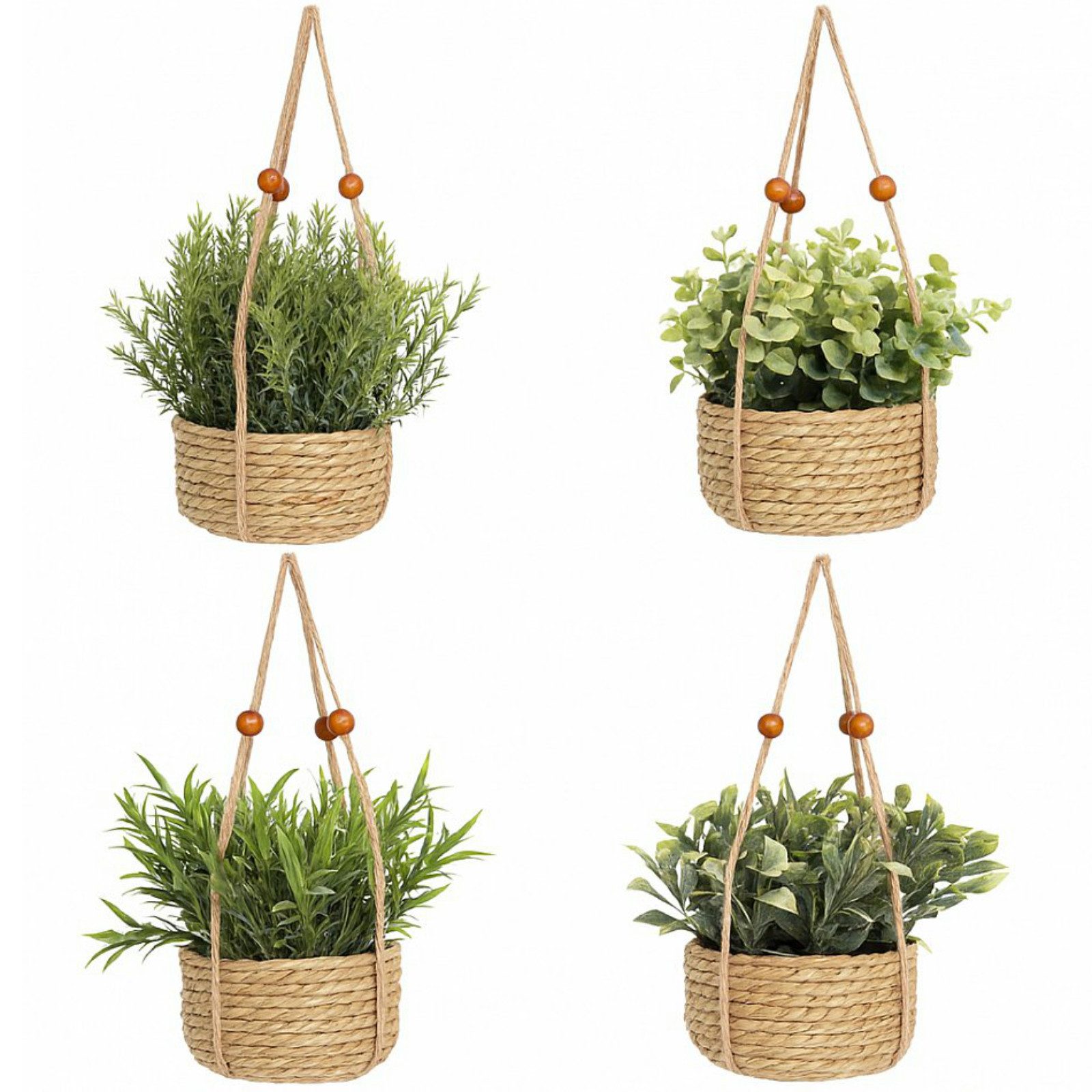 Kunstpflanze Hängeampel Hängepflanze Kunstblume Zimmerpflanze Ampel, Koopman, Höhe 45 cm, 4 Stk, 4 versch. Pflanzen, künstlich, 45cm, Boho-Style