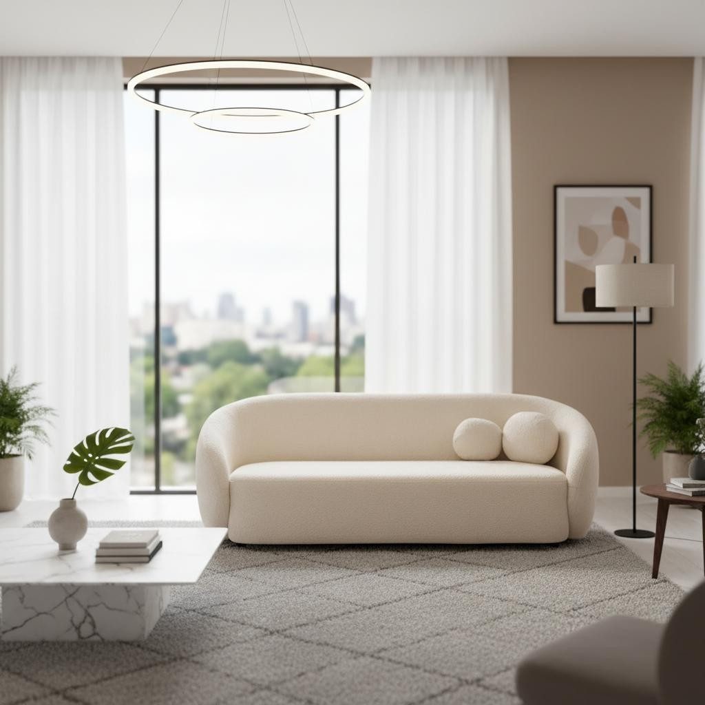 JVmoebel 3-Sitzer Modernes beiges 3-Sitzer-Sofa Minimalistisches Stoffsofa Wohnzimmer, 1 Teile, Made in Europa