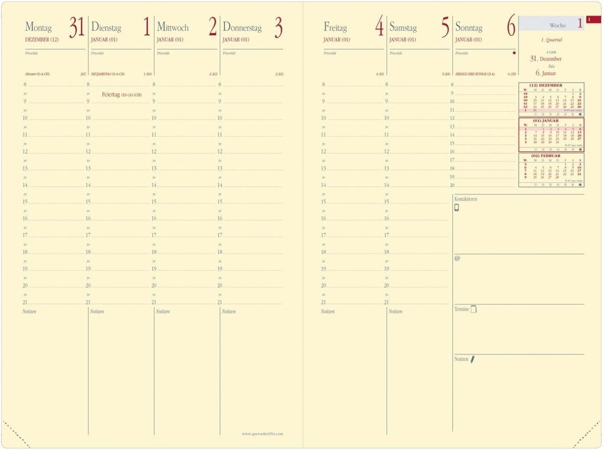 Quo Vadis Buchkalender Buchkalender Minister Prestige 16x24cm Soho stahlblau 2026