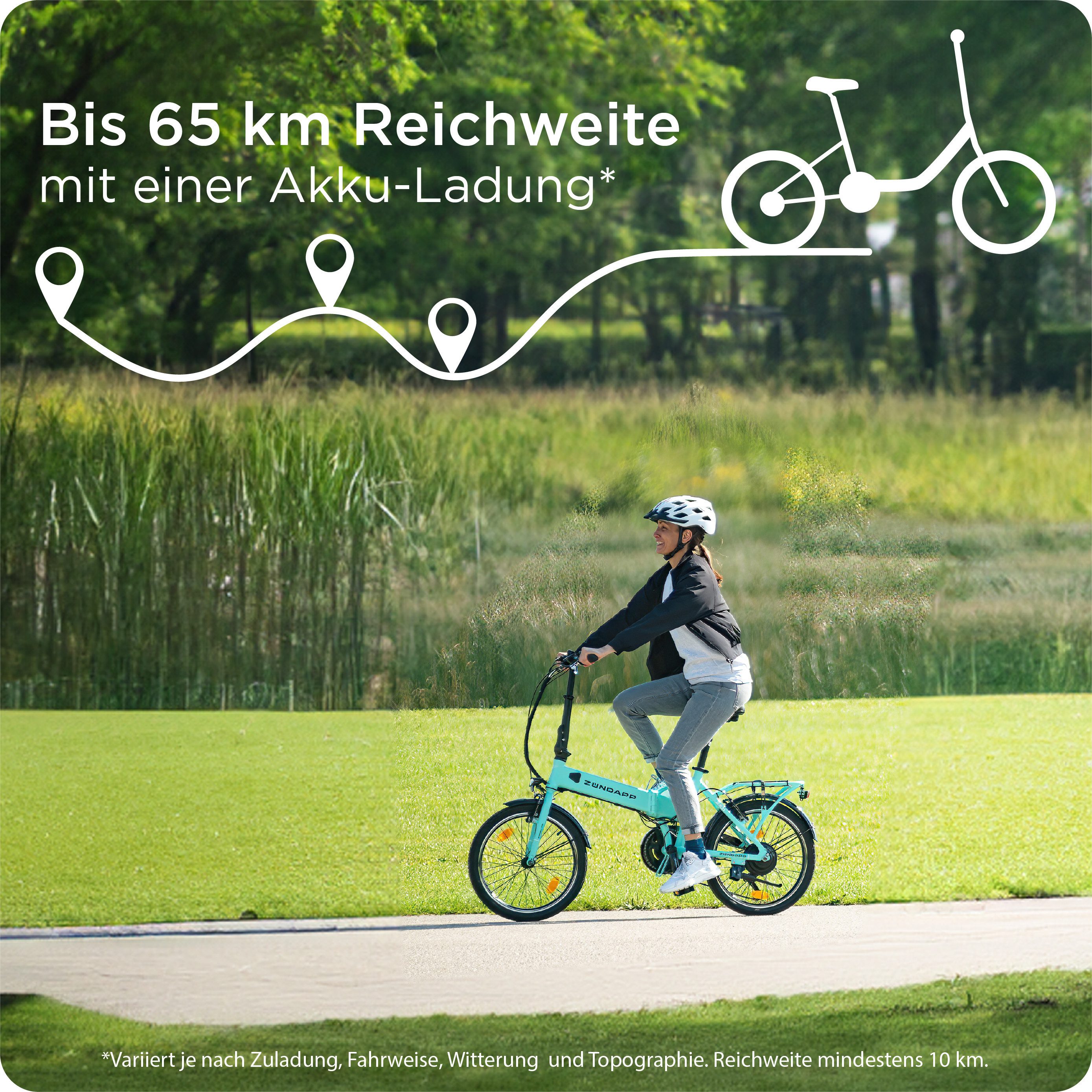 Zündapp E-Bike Faltrad Z101, 6 Gang Shimano Tourney RD-TY300 Schaltwerk, Kettenschaltung, Heckmotor, 270 Wh, Pedelec, Elektrofahrrad für Damen u. Herren