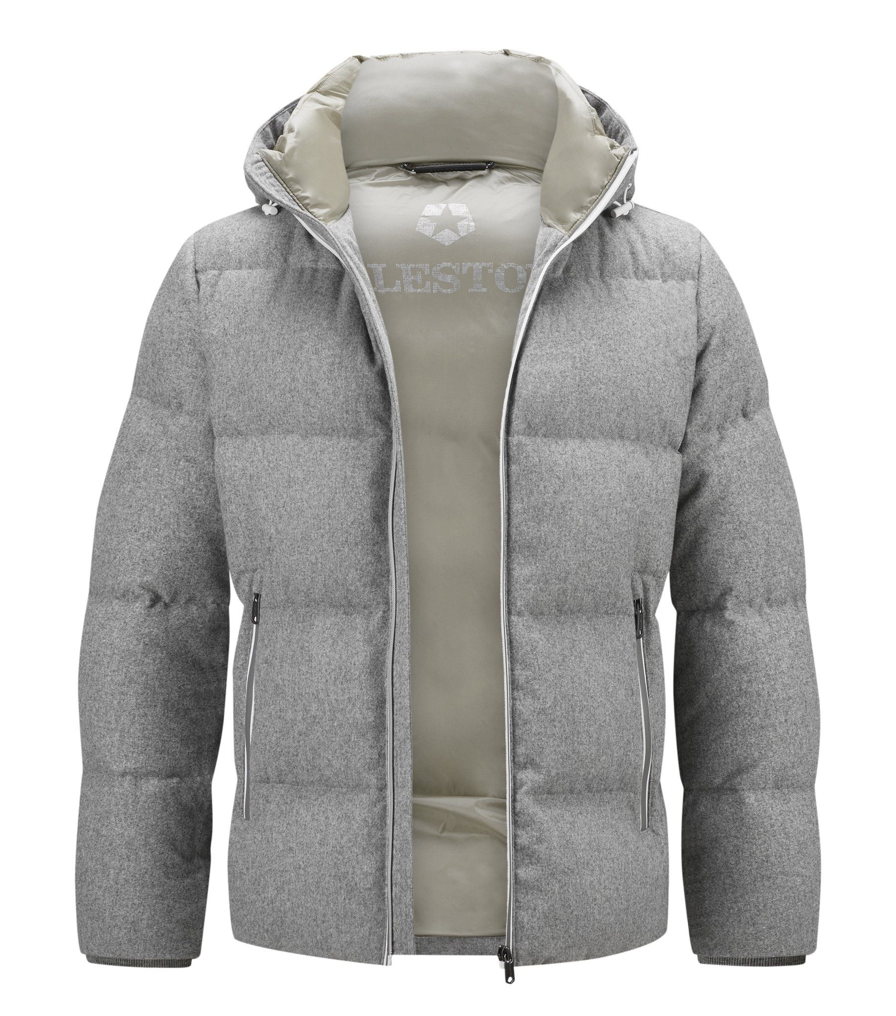 Milestone Steppjacke MSSpencer_Sorona edle Wollmischung mit Melange-Optik und abtrennbarer Kapuze