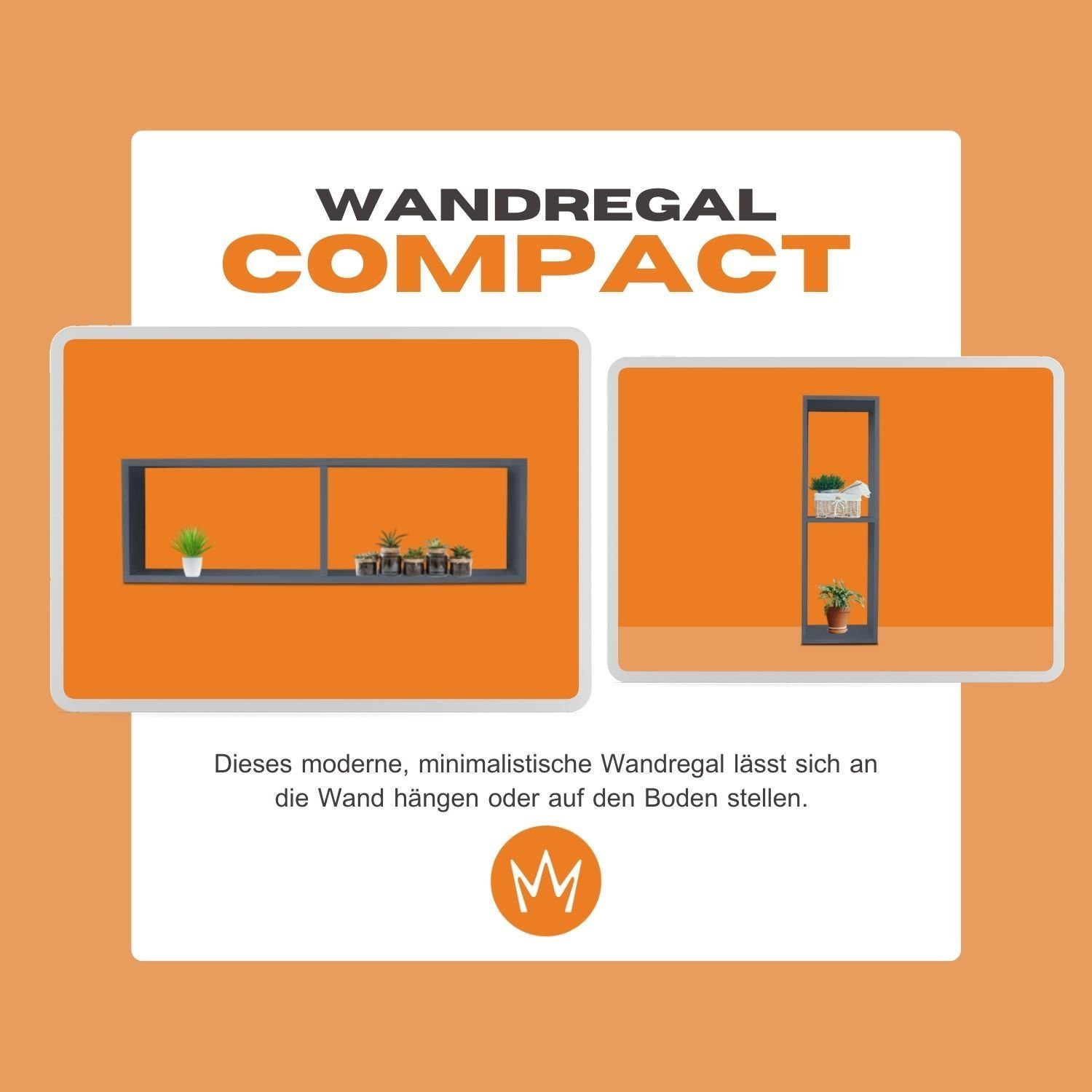 TRAUMMÖBEL Wandregal COMPACT, Anthrazit Hängeregal 100x16x31cm 2 Fächer Sch günstig online kaufen