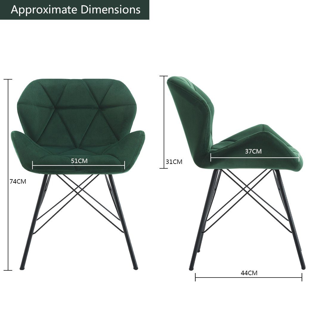 oder Stoff Kunstleder, Dunkelgrün Duhome Esszimmerstuhl Esszimmerstuhl, Samt Lederoptik Metallbeine Stuhl 2er Set